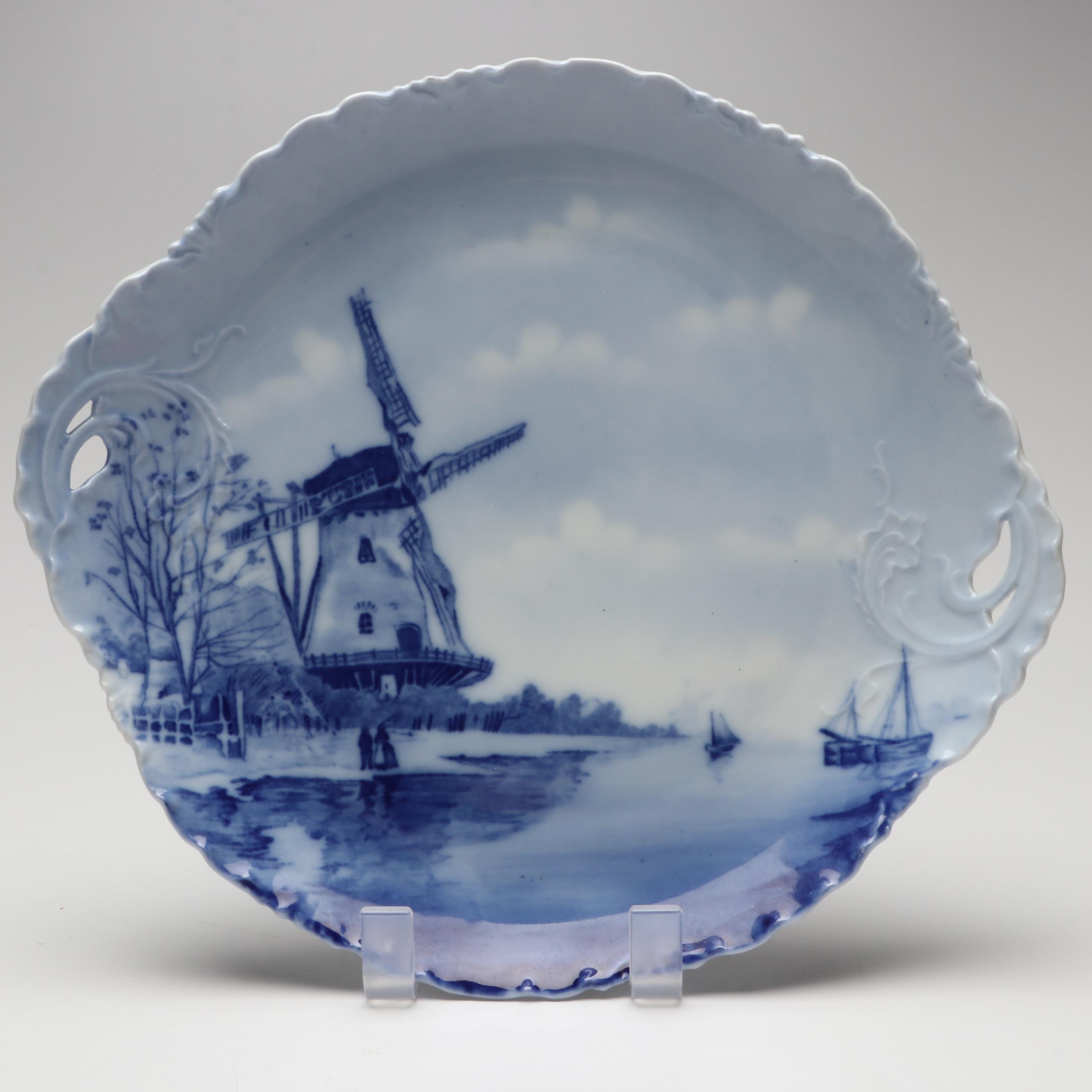 Rynbende Delft Blue Ceramic Vase with Other European Delft Blue Tableware