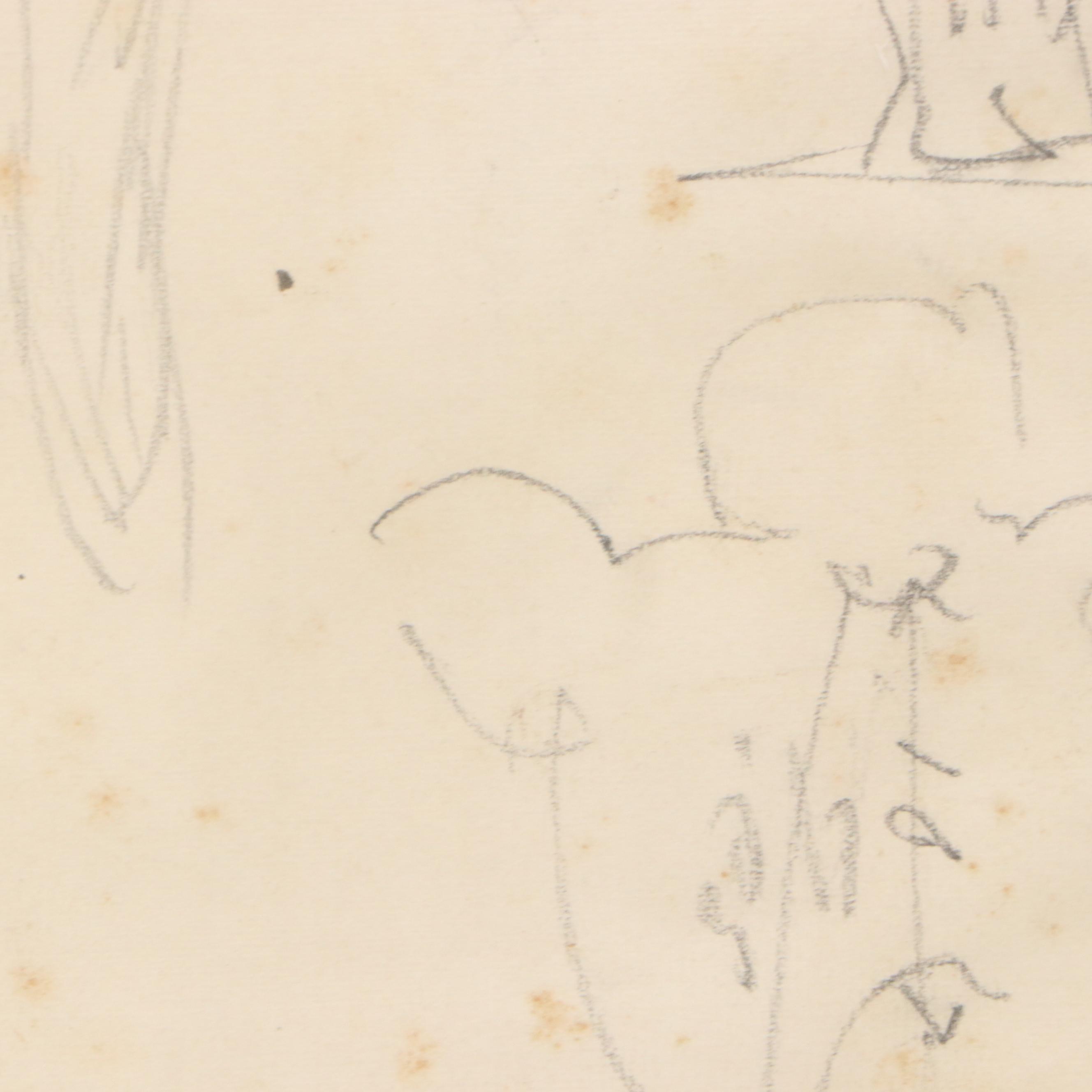 Male Figure Graphite Study Sketches, Mid-20th Century