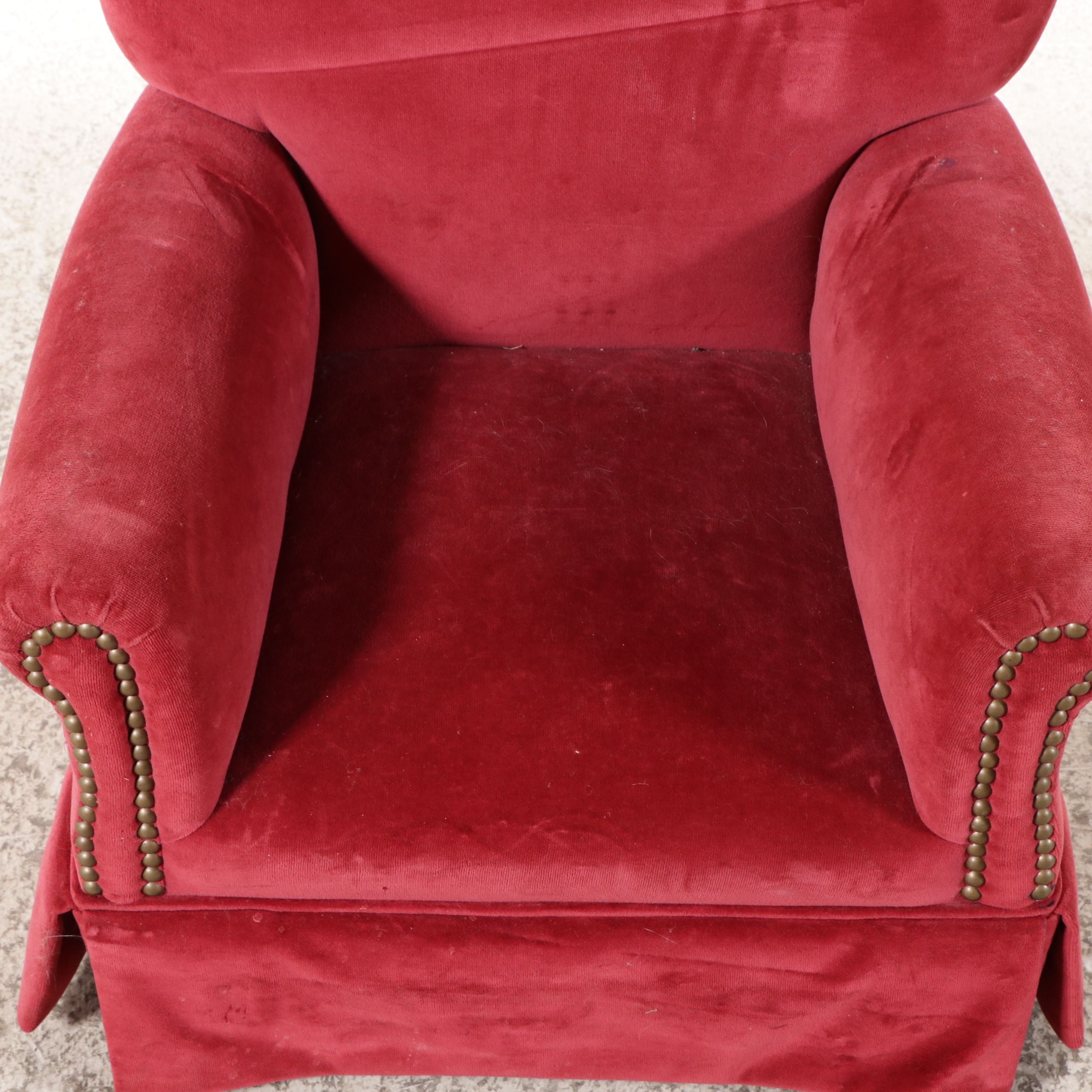 Child Size Red Velvet Upholstered Armchair