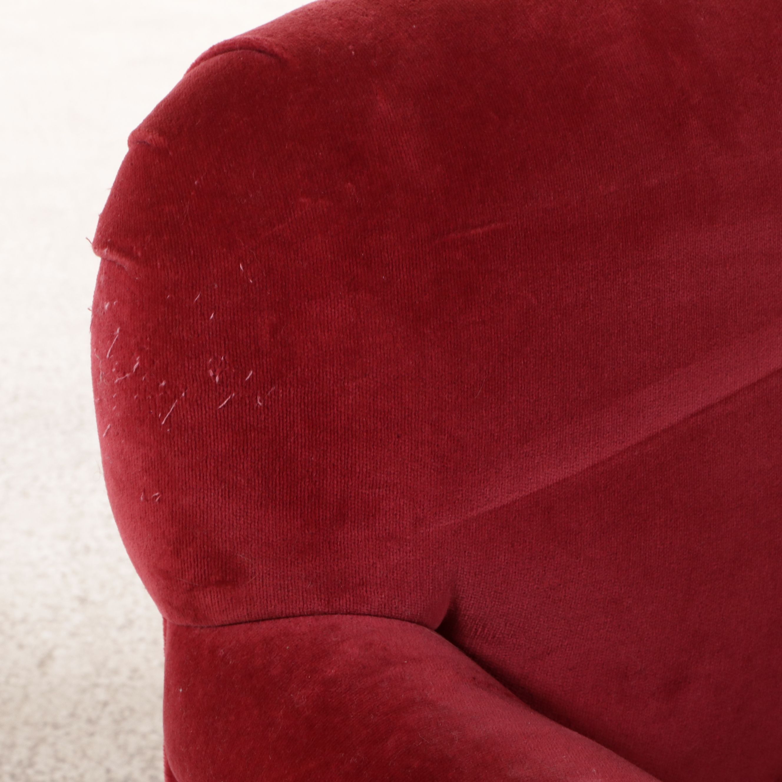 Child Size Red Velvet Upholstered Armchair