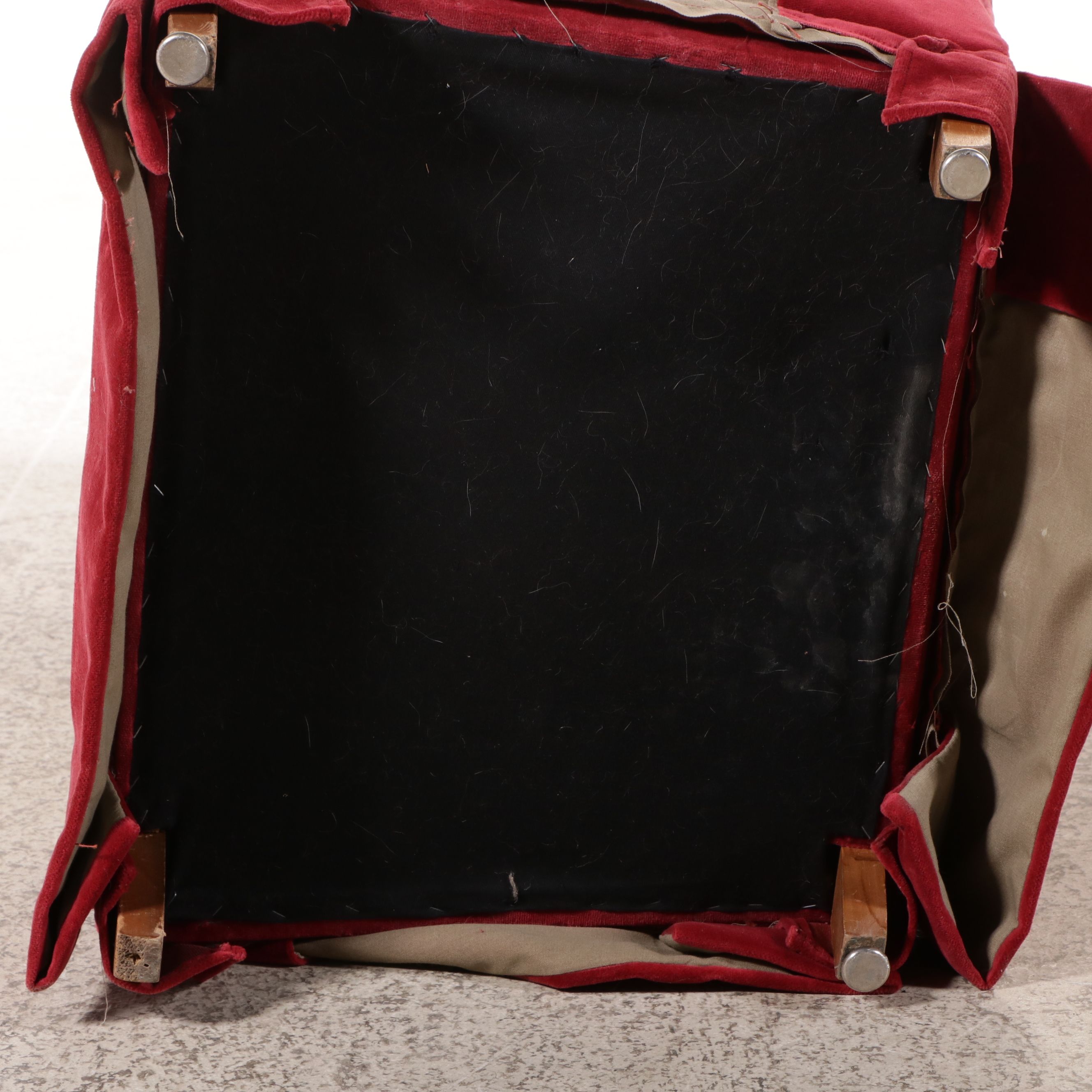 Child Size Red Velvet Upholstered Armchair