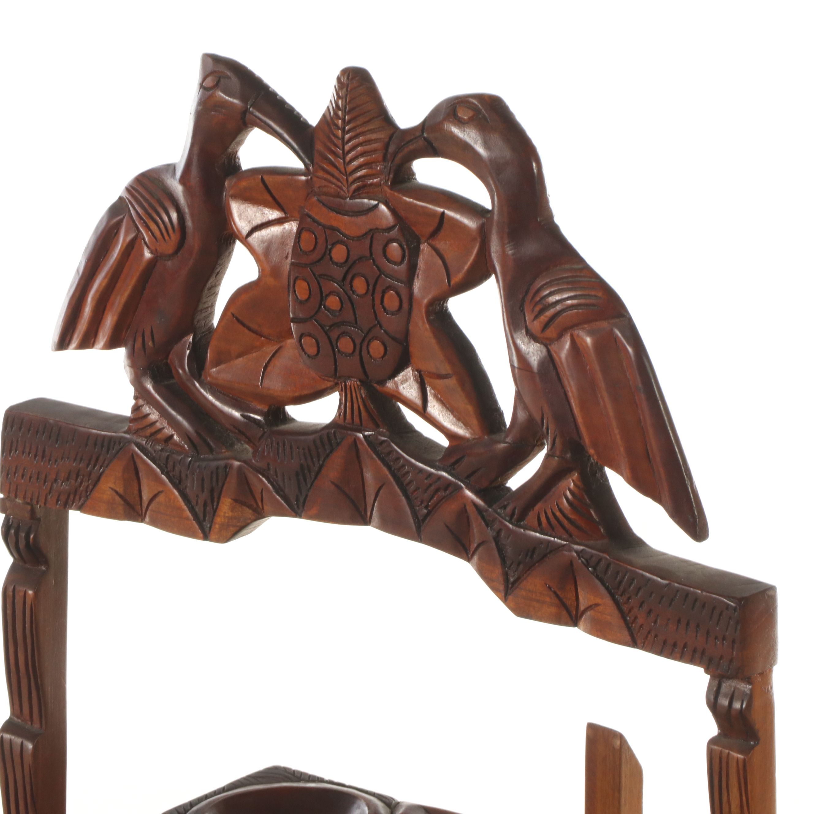 Carved Wooden Two-Tiered Folding Dumbwaiter