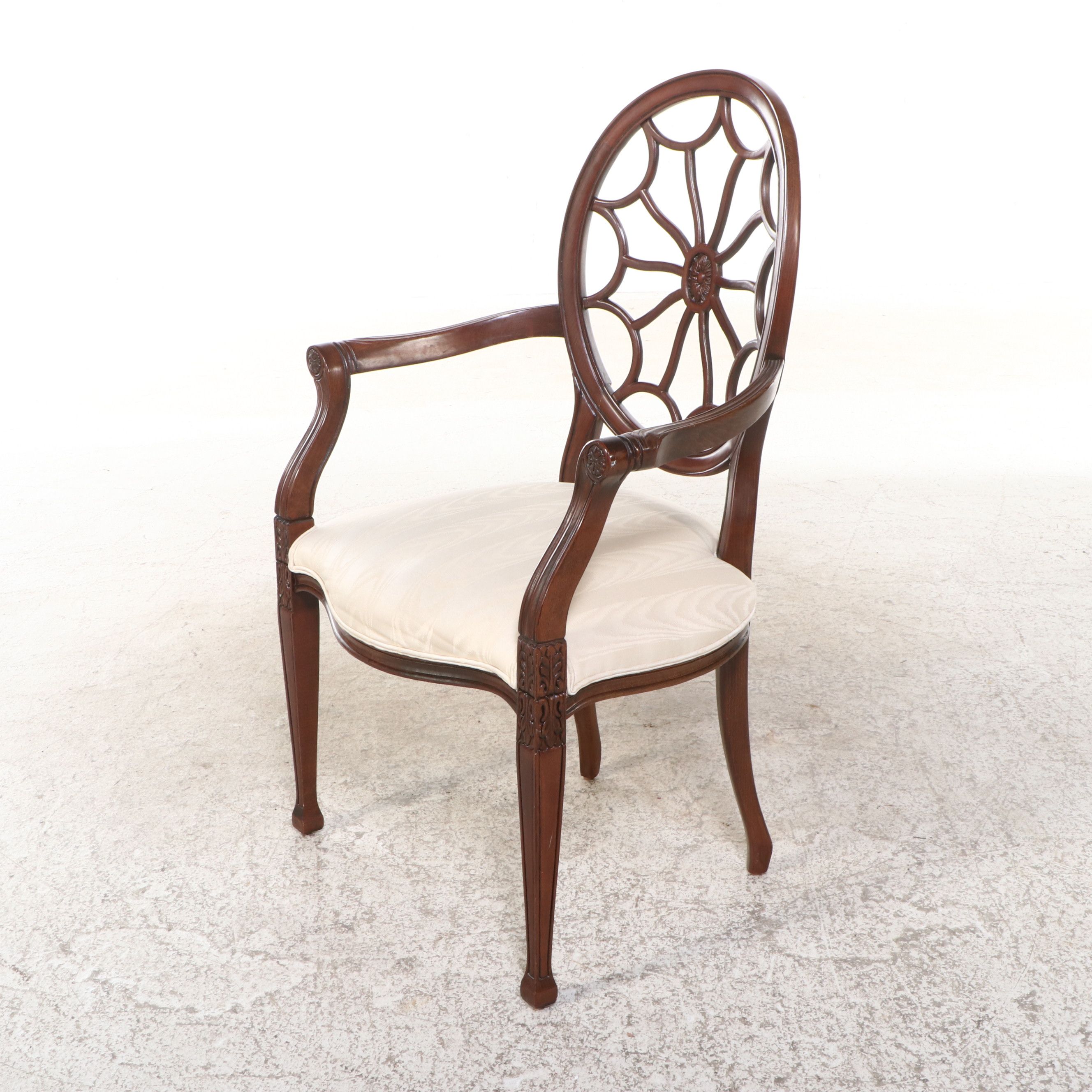 Adam Style Mahogany Spider Back Armchair, Late 20th Century