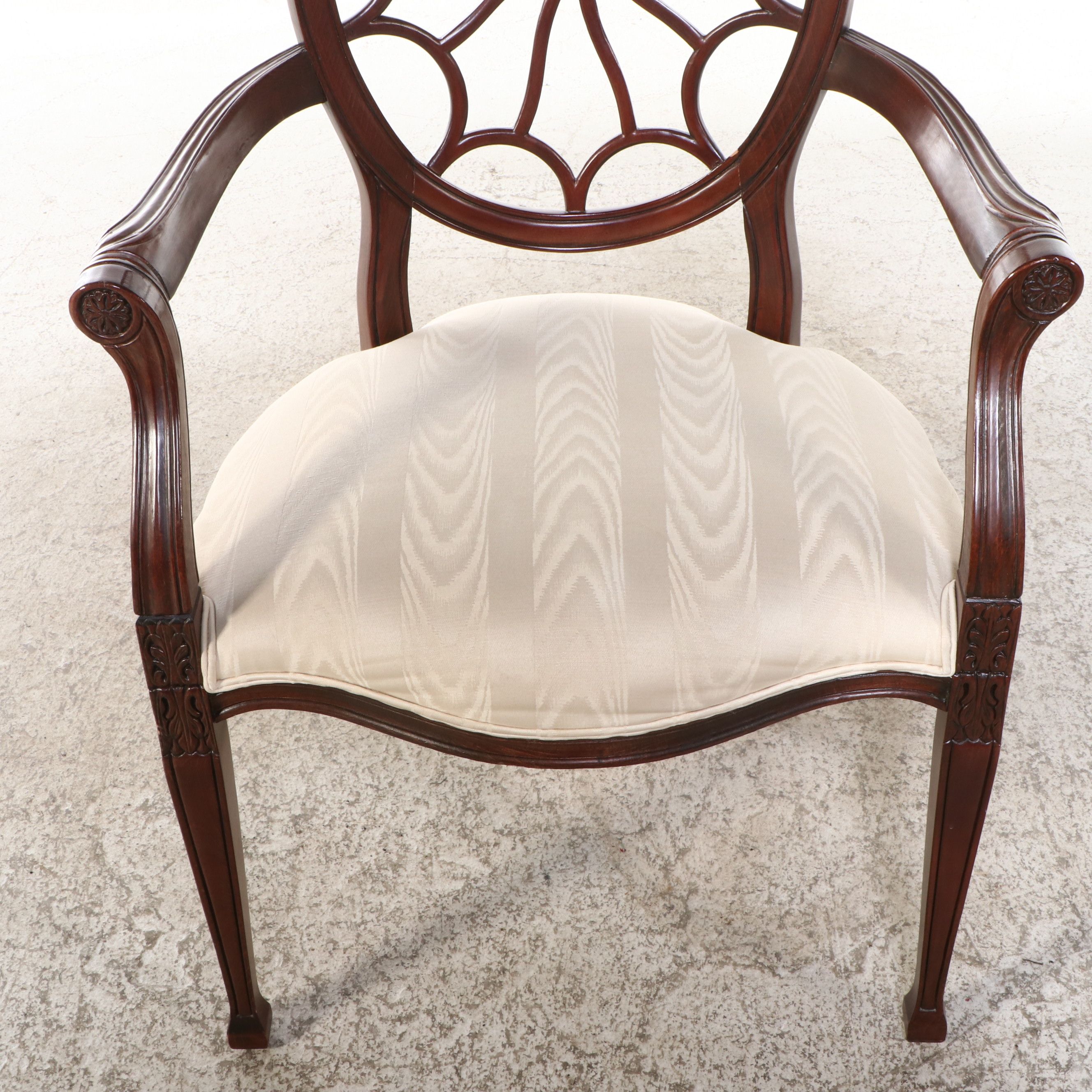 Adam Style Mahogany Spider Back Armchair, Late 20th Century