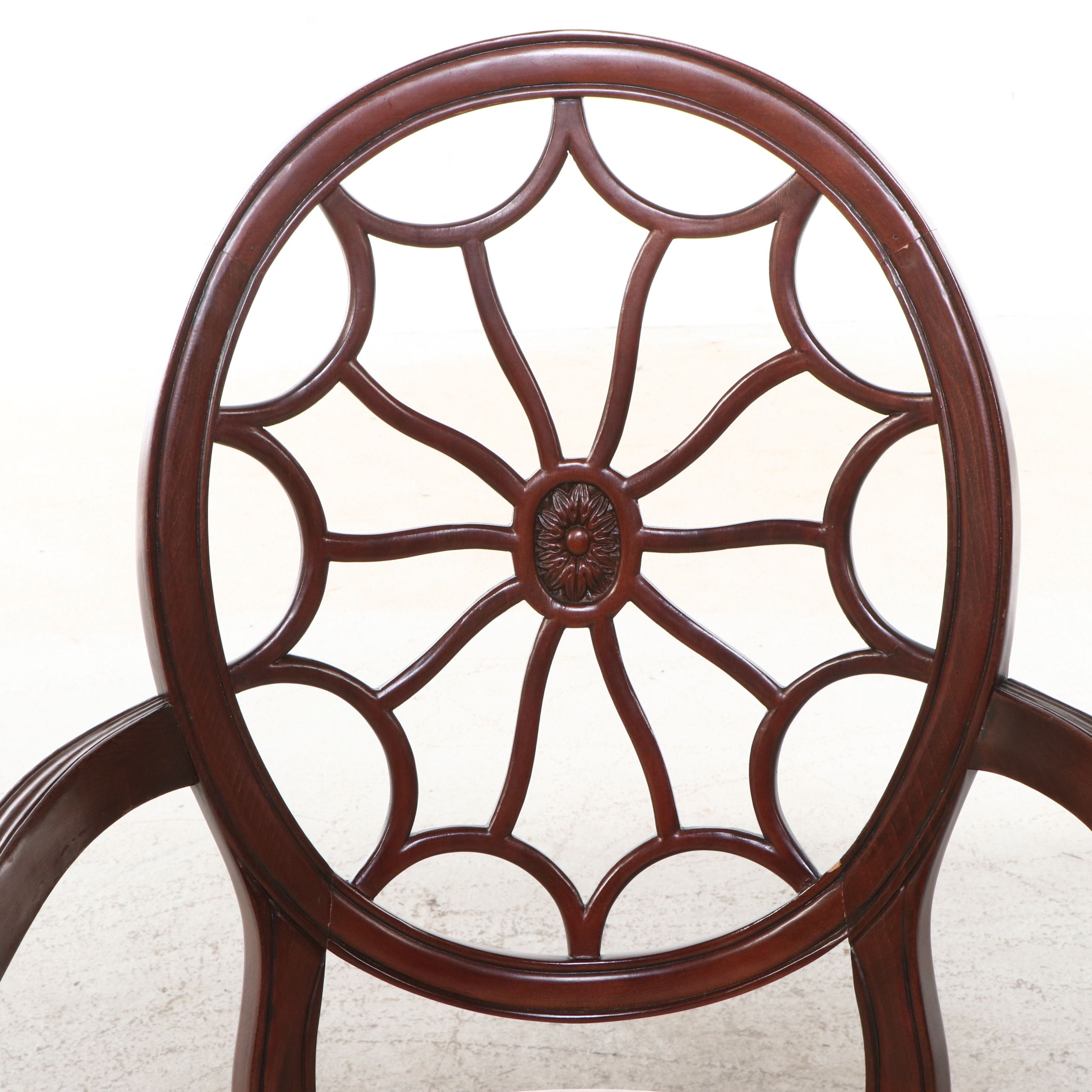 Adam Style Mahogany Spider Back Armchair, Late 20th Century