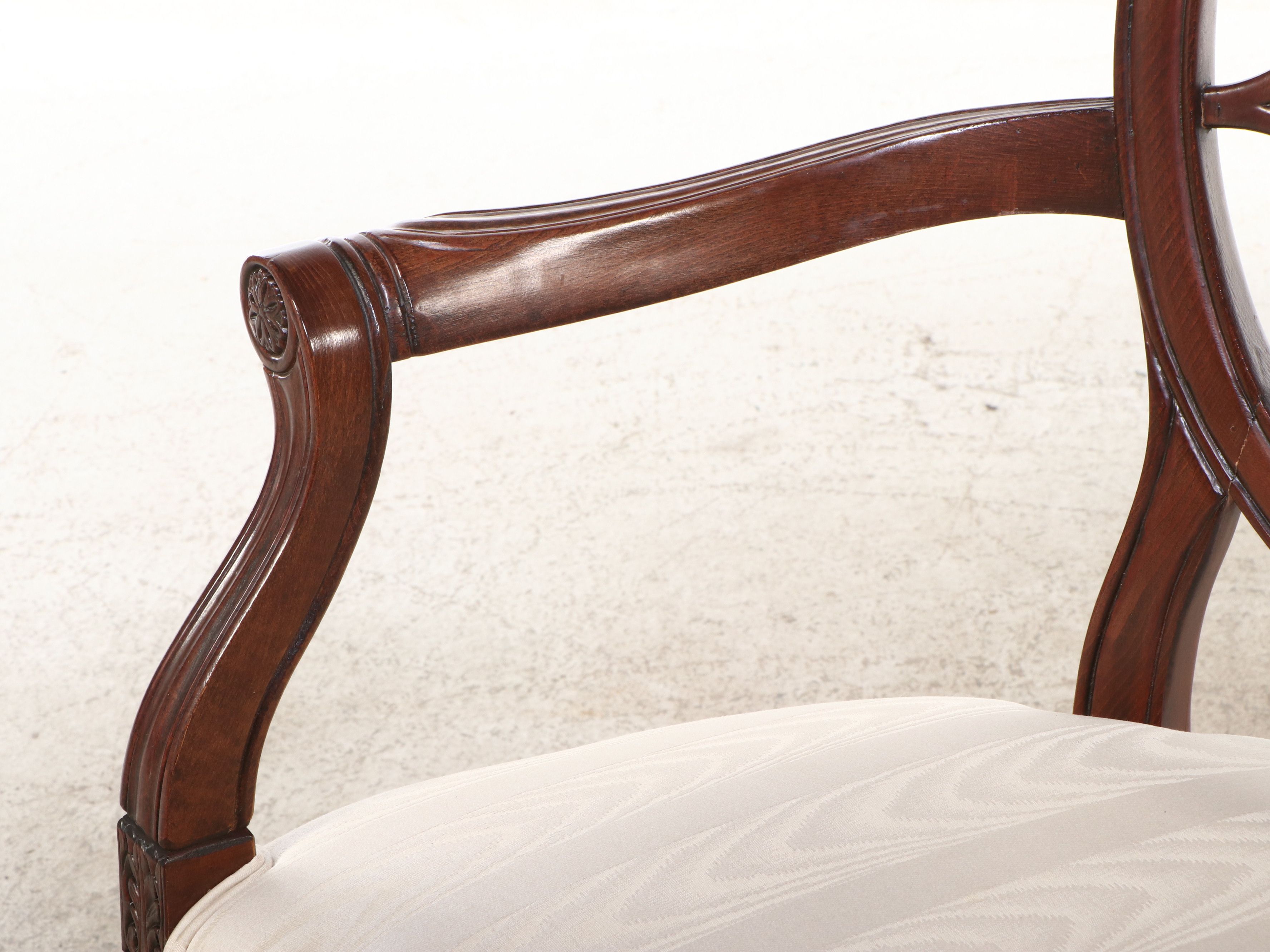 Adam Style Mahogany Spider Back Armchair, Late 20th Century