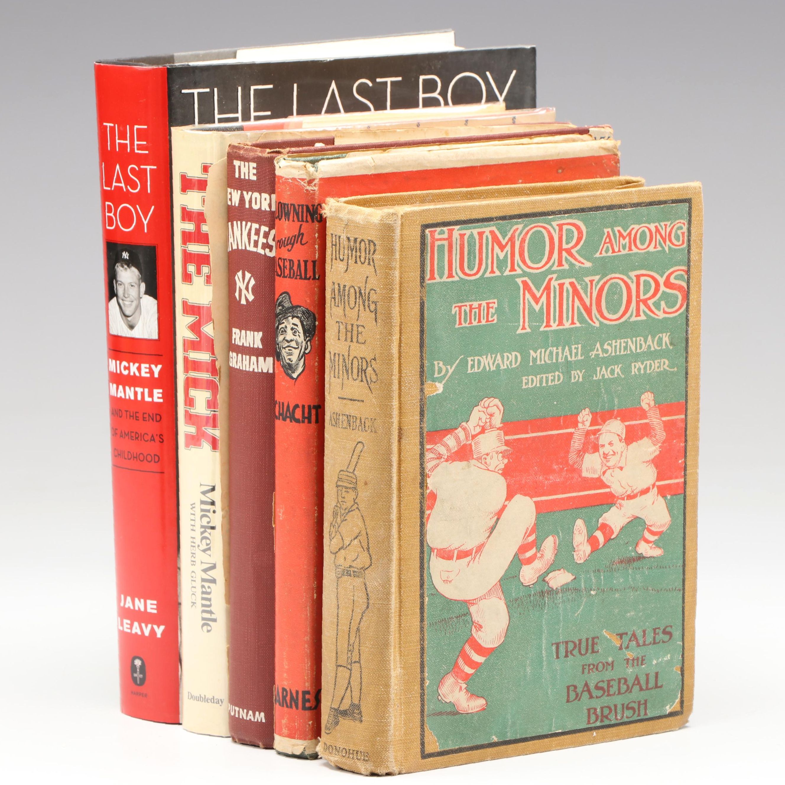 First Edition "The Mick" by Mickey Mantle with More Baseball Books
