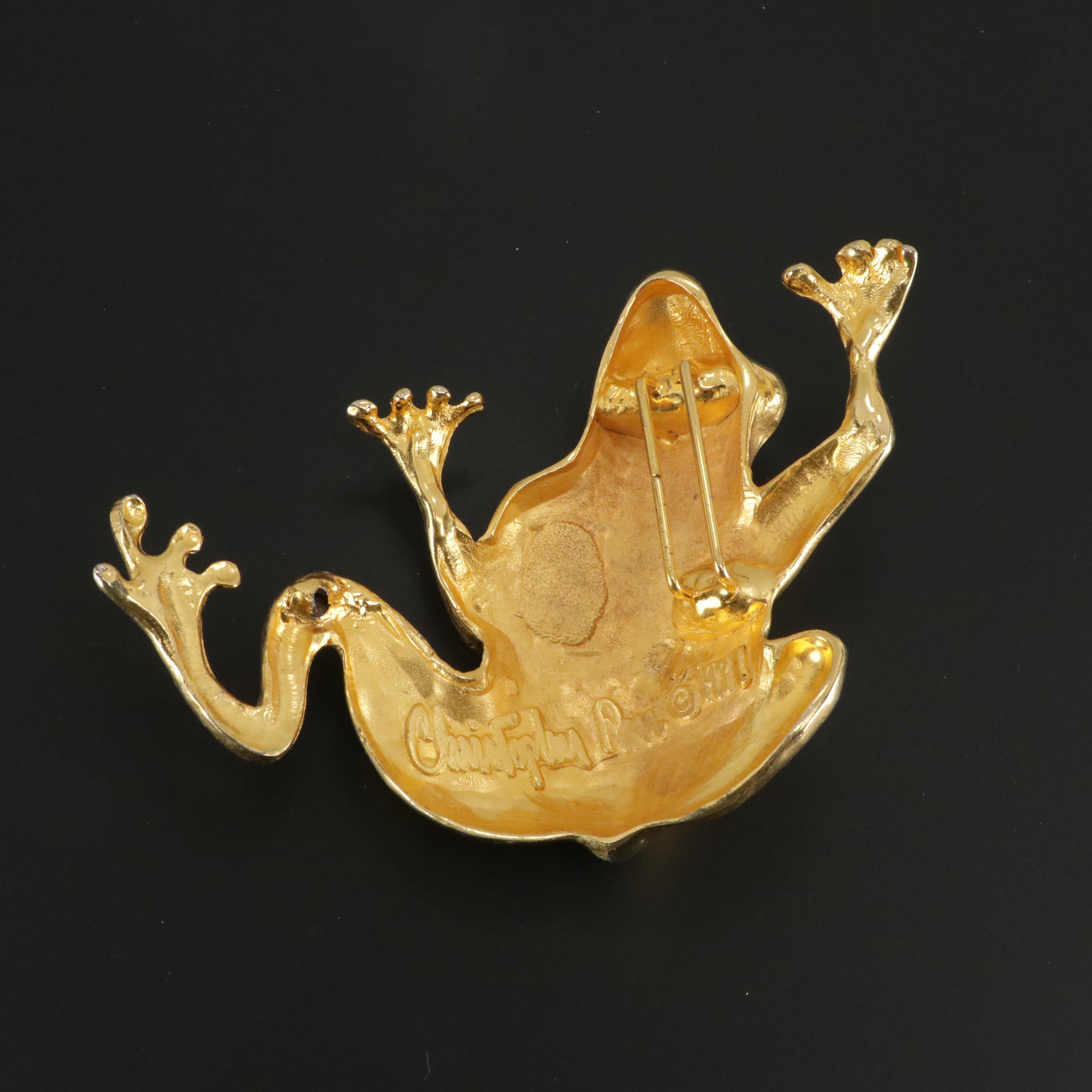 Christopher Ross Gold Plated Sculptural Frog Belt Buckle, 1991