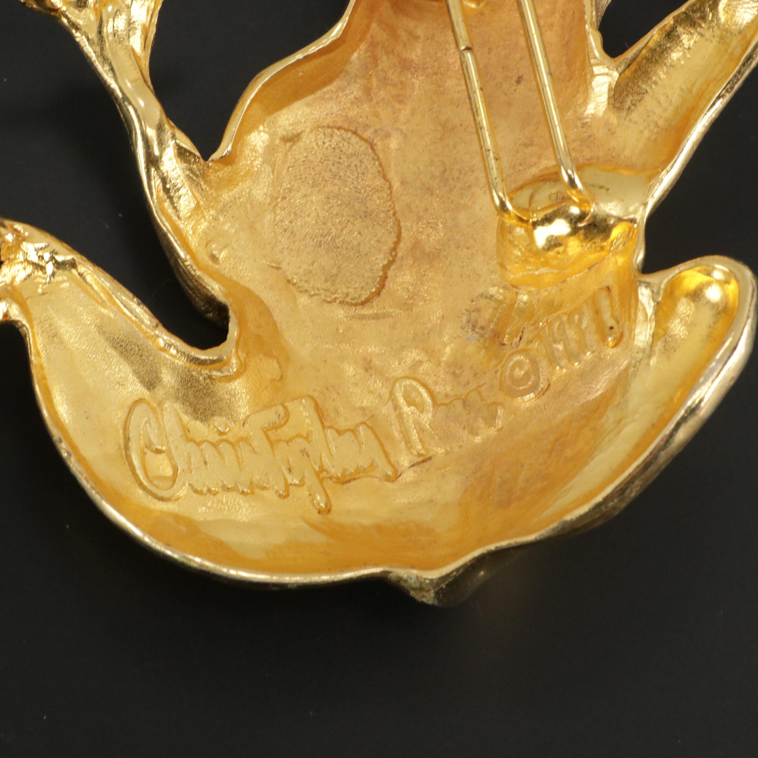 Christopher Ross Gold Plated Sculptural Frog Belt Buckle, 1991