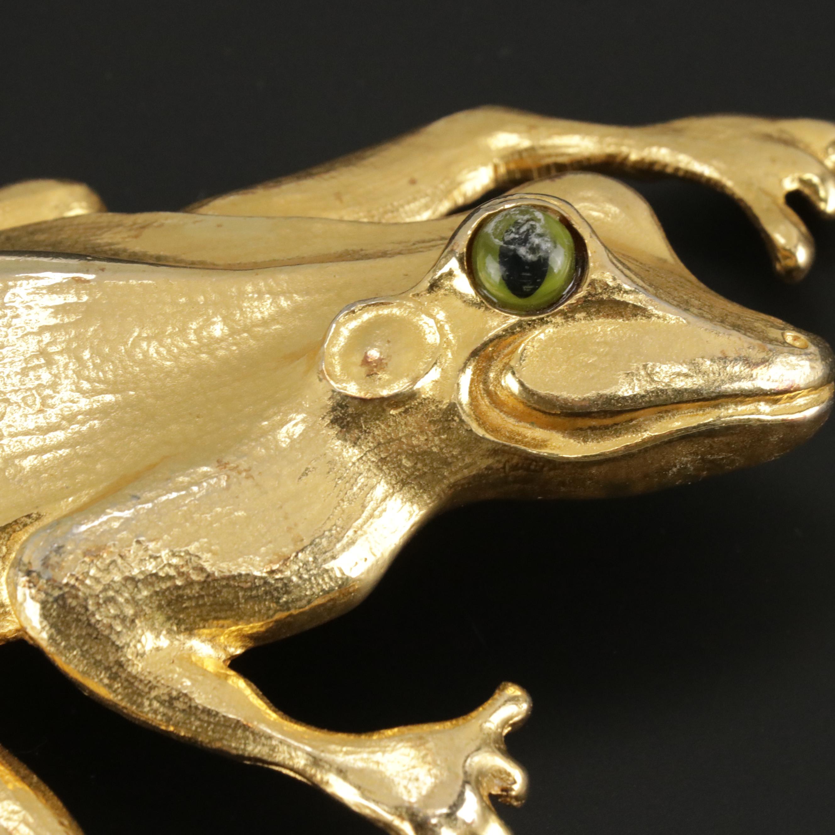 Christopher Ross Gold Plated Sculptural Frog Belt Buckle, 1991