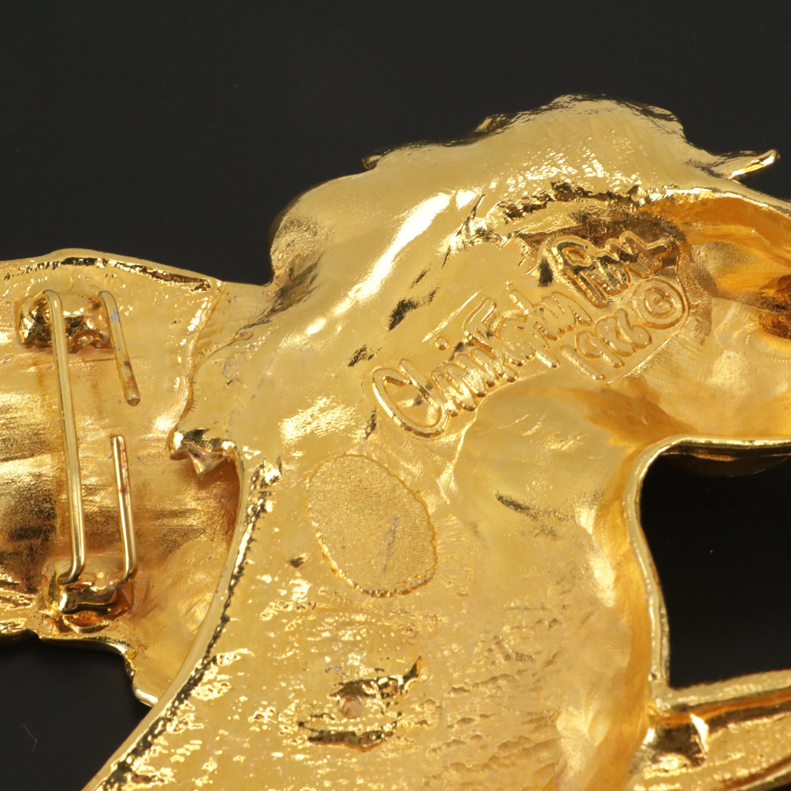 Christopher Ross Gold Plate Pegasus Sculptural Belt Buckle, 1980s
