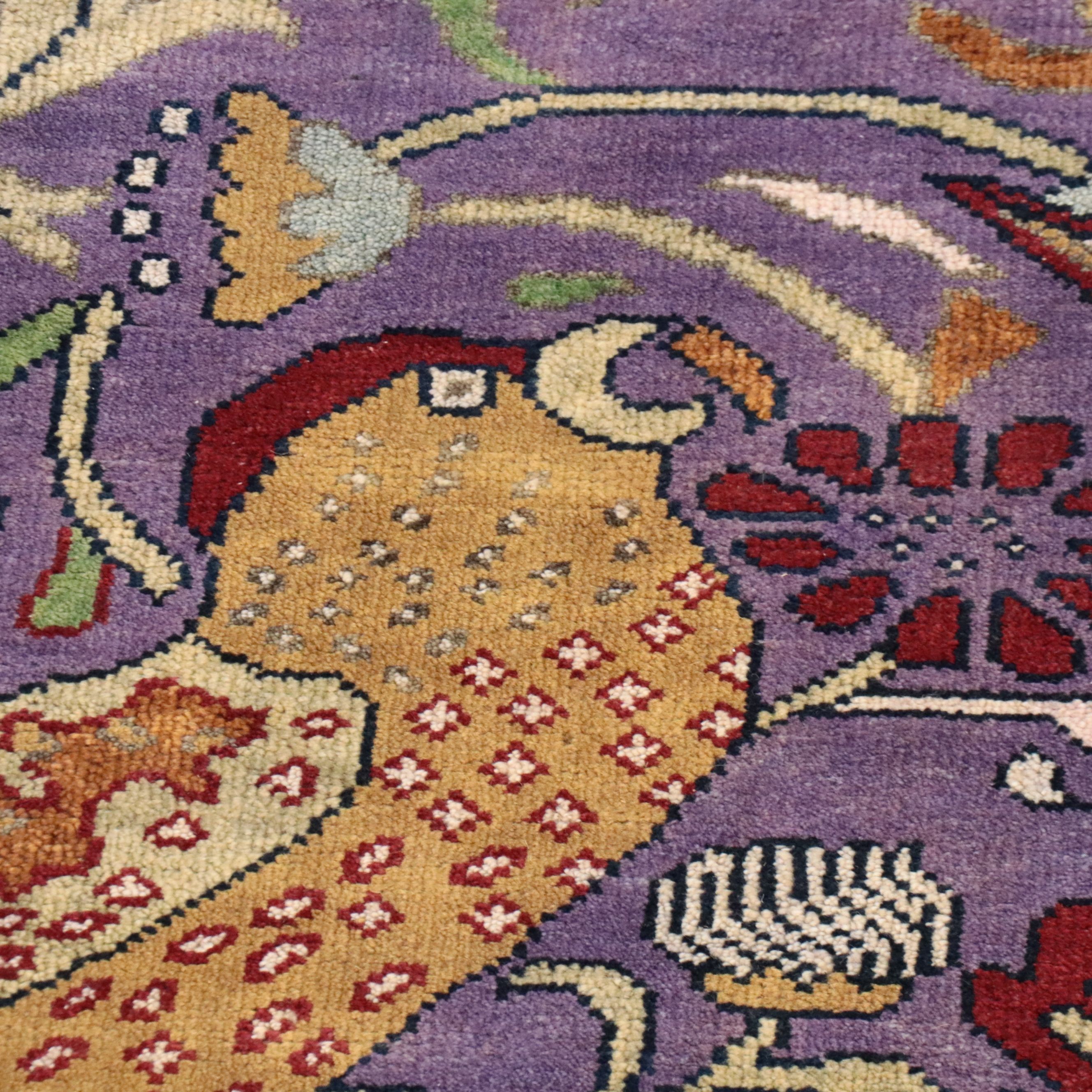 8'2 x 15'9 Hand-Knotted Indian Pictorial Bird of Paradise Room-Sized Rug