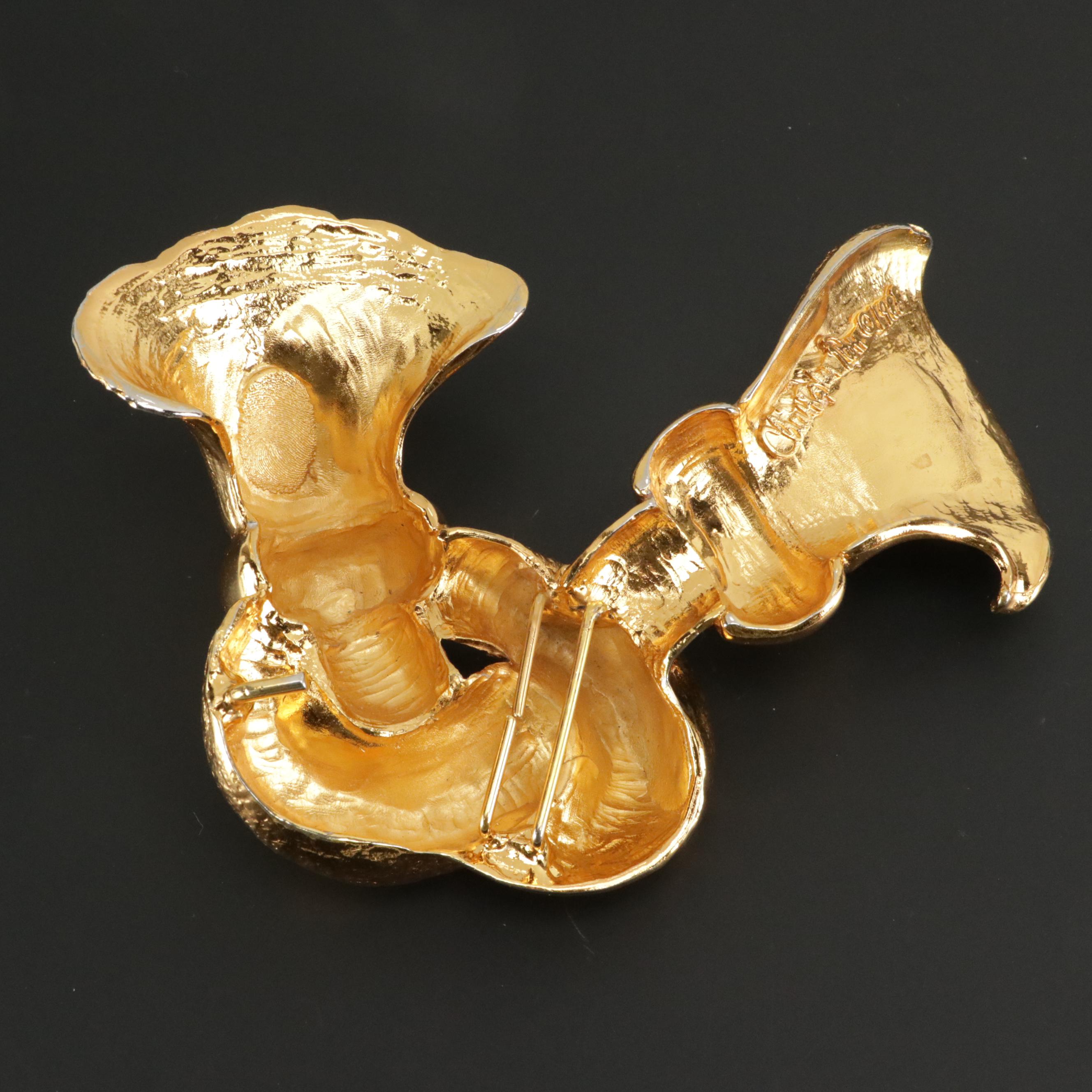 Christopher Ross Vintage Gold Plate Knotted Tassel Belt Buckle