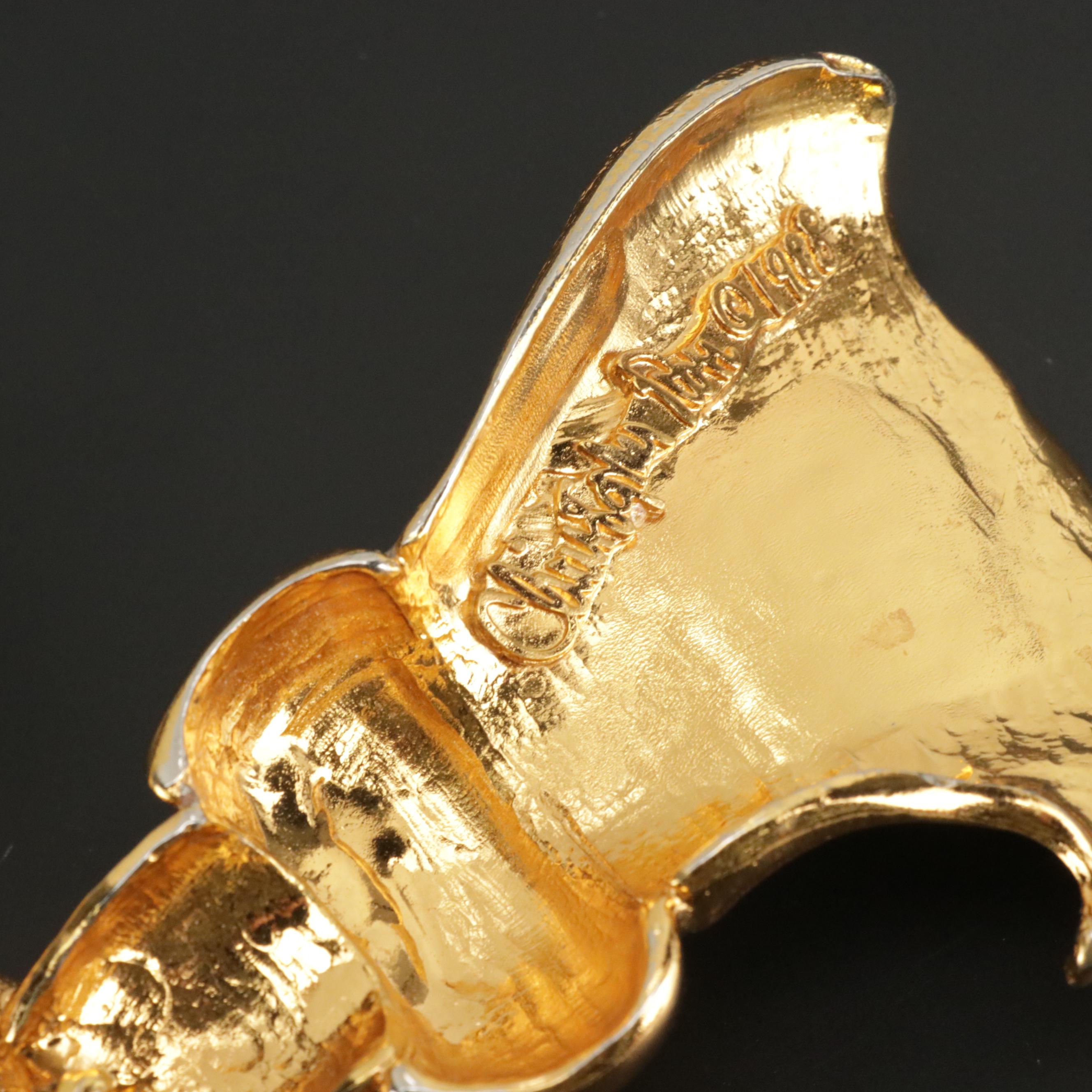 Christopher Ross Vintage Gold Plate Knotted Tassel Belt Buckle