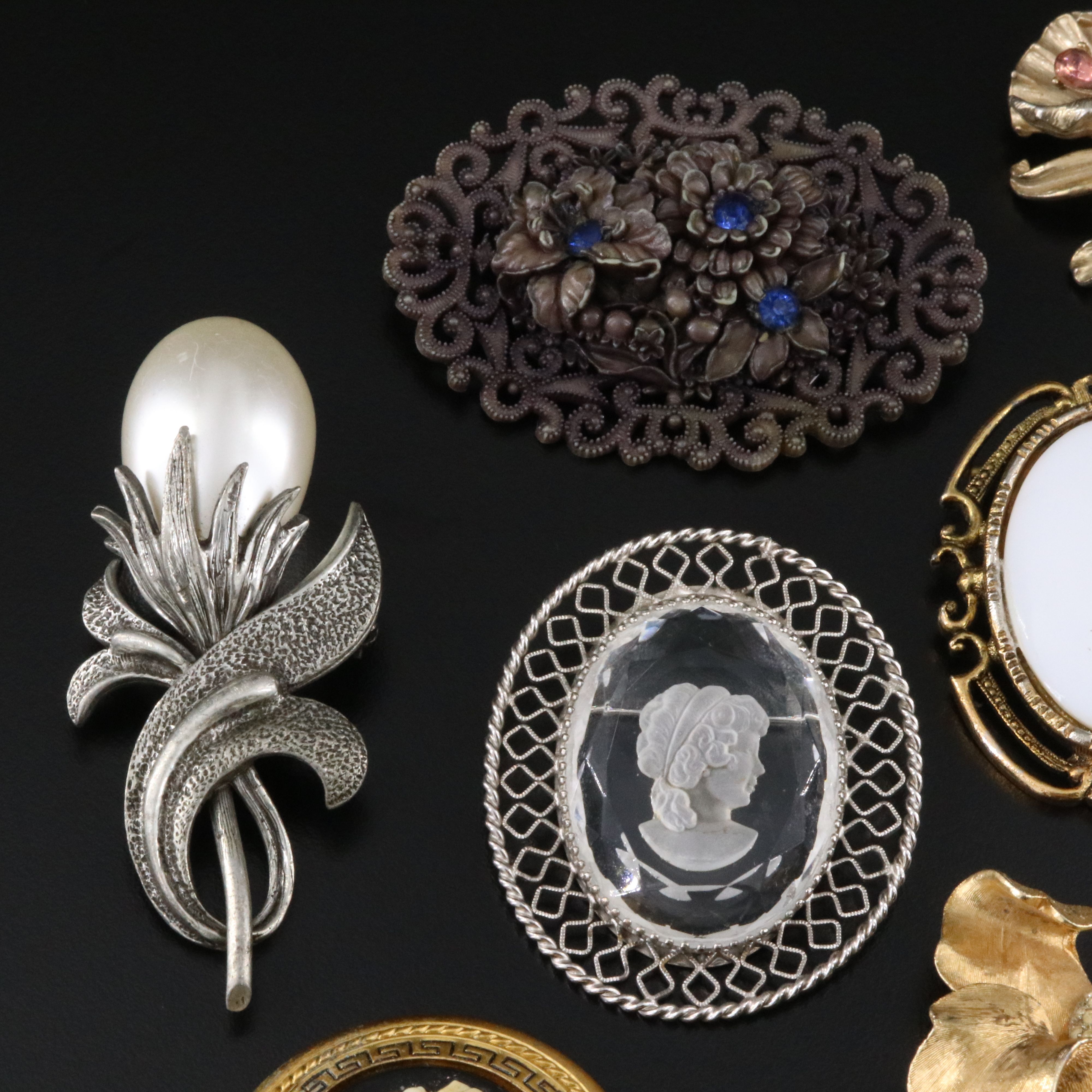 Florenza and Cameos Featured in Vintage Brooch Collection