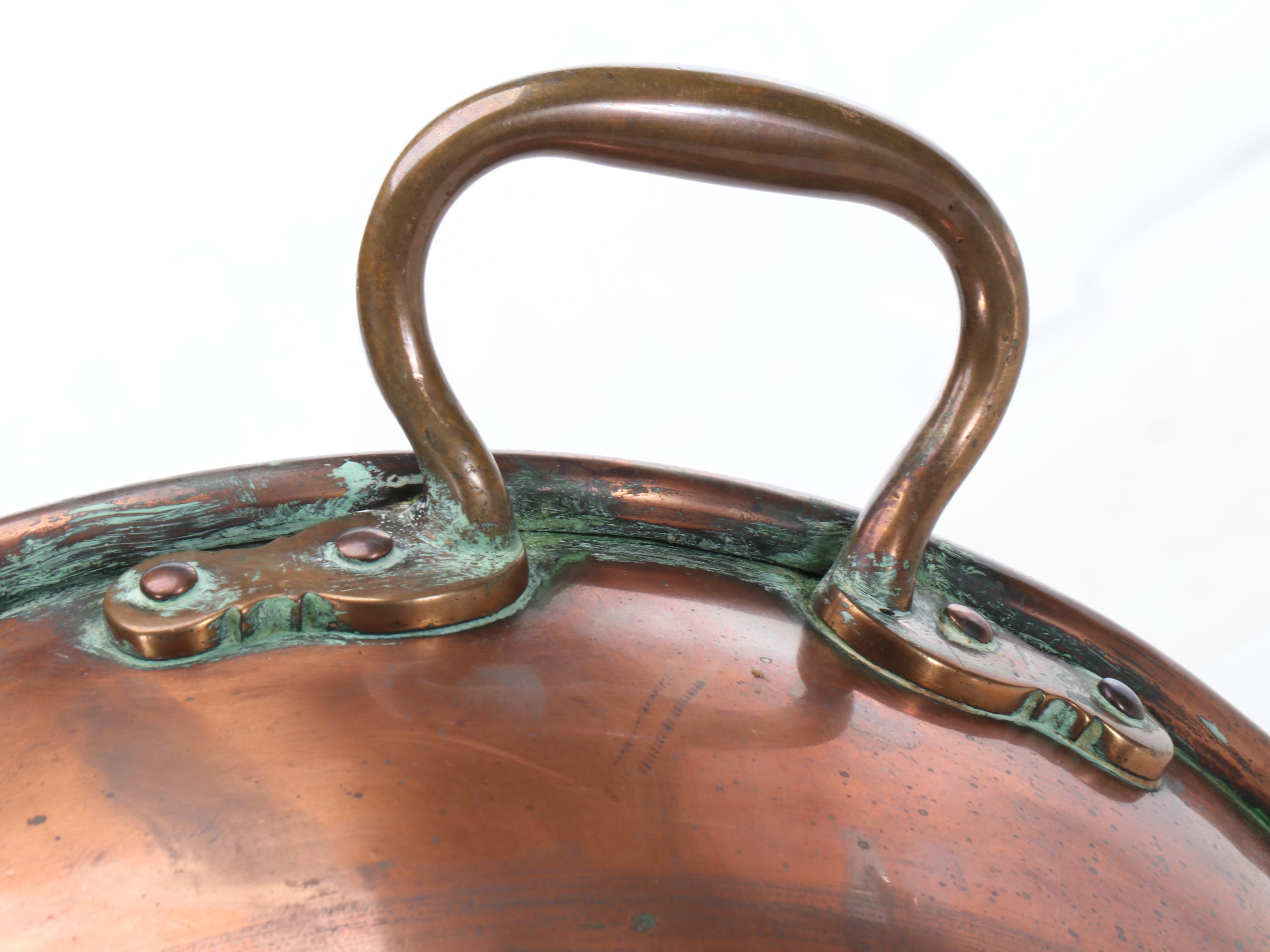 French Style Copper Handled Pot with Brass Handles, 20th Century