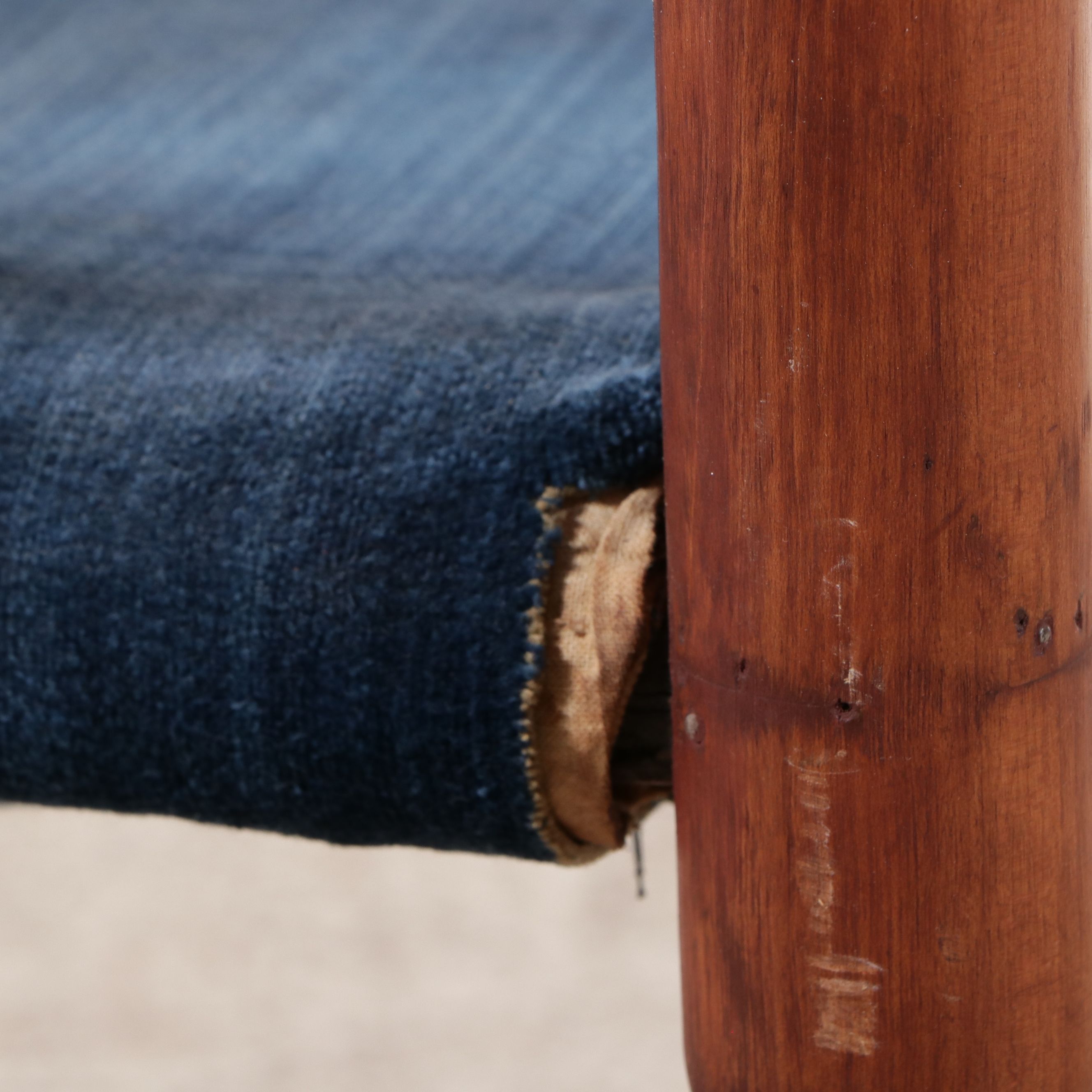 American Colonial Style Upholstered Wood Corner Chair, Late 19th/ Early 20th C.