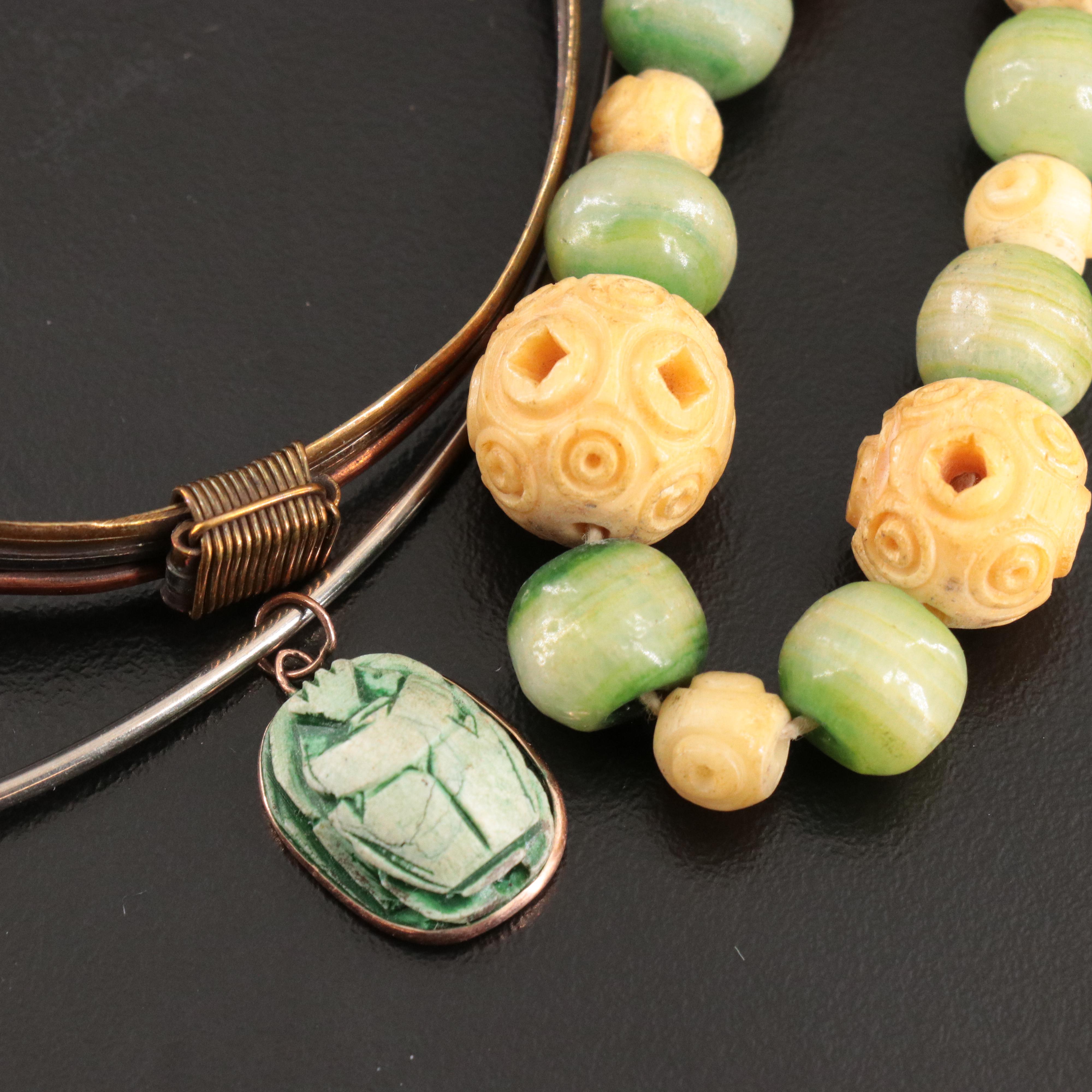 Faience, Bone and Calcite Featured in Jewelry Collection