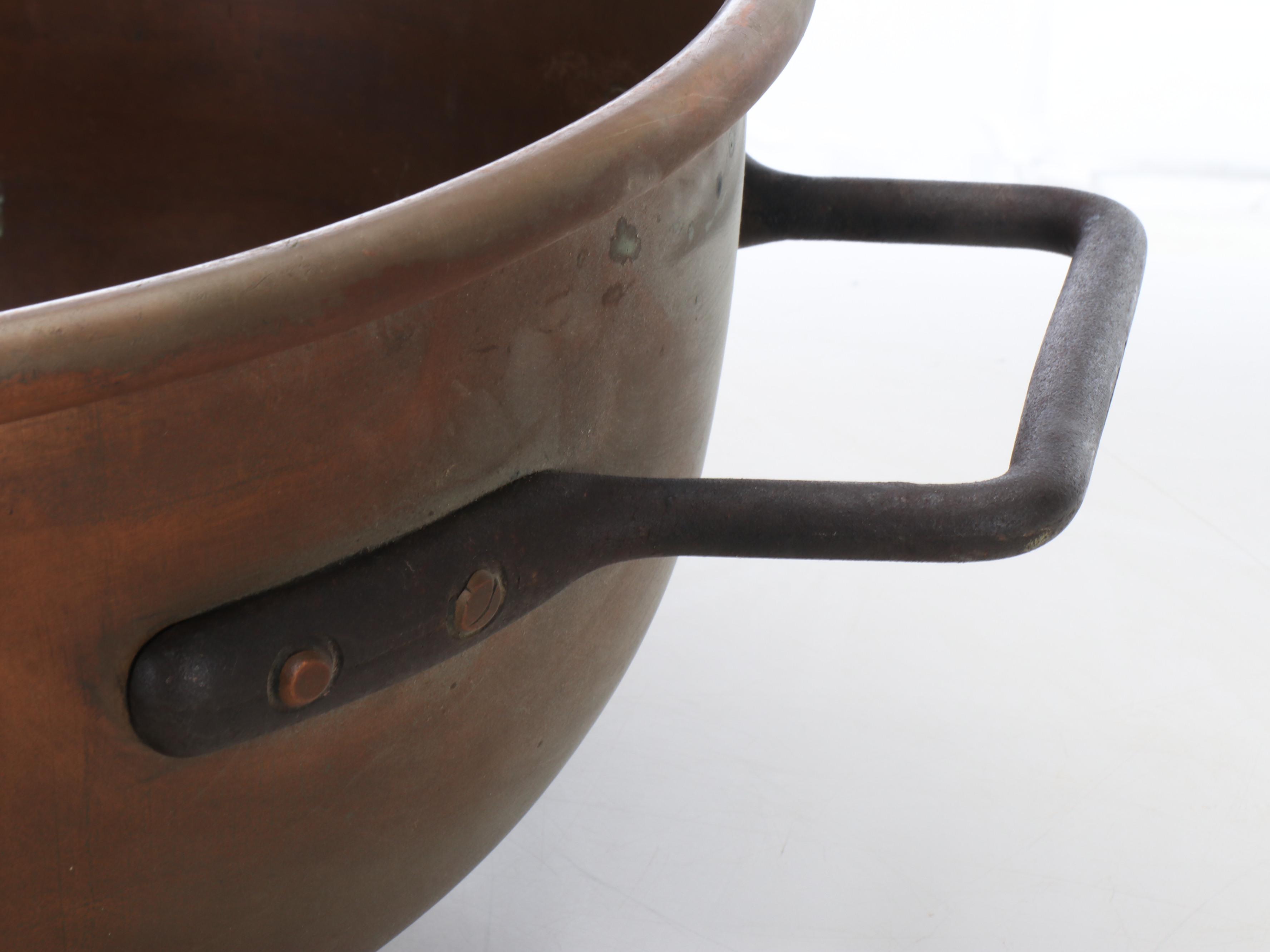 French Style Copper Plated Jam Pot with Iron Handles, 20th Century