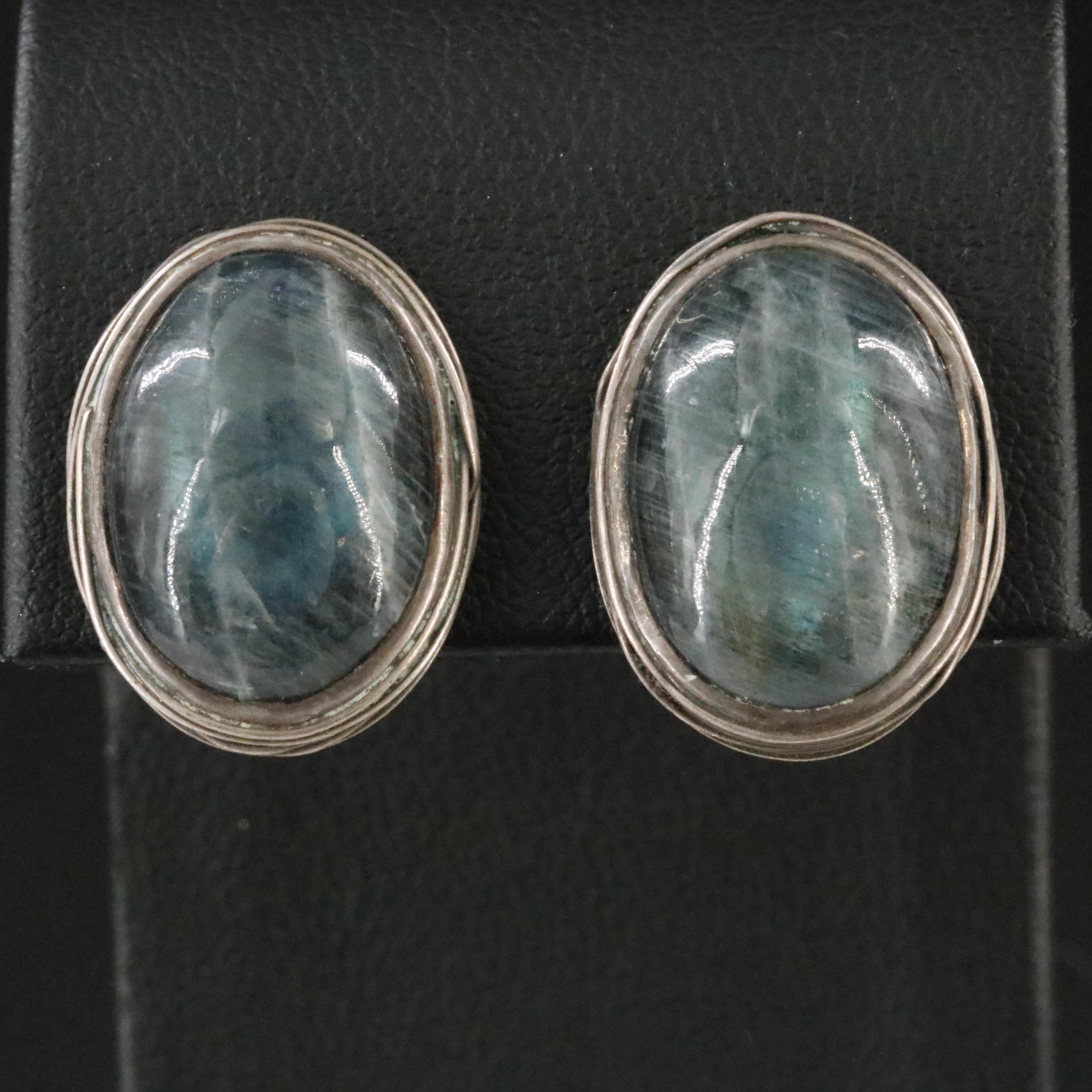 H. Fred Skaggs Modernist Labradorite Earrings