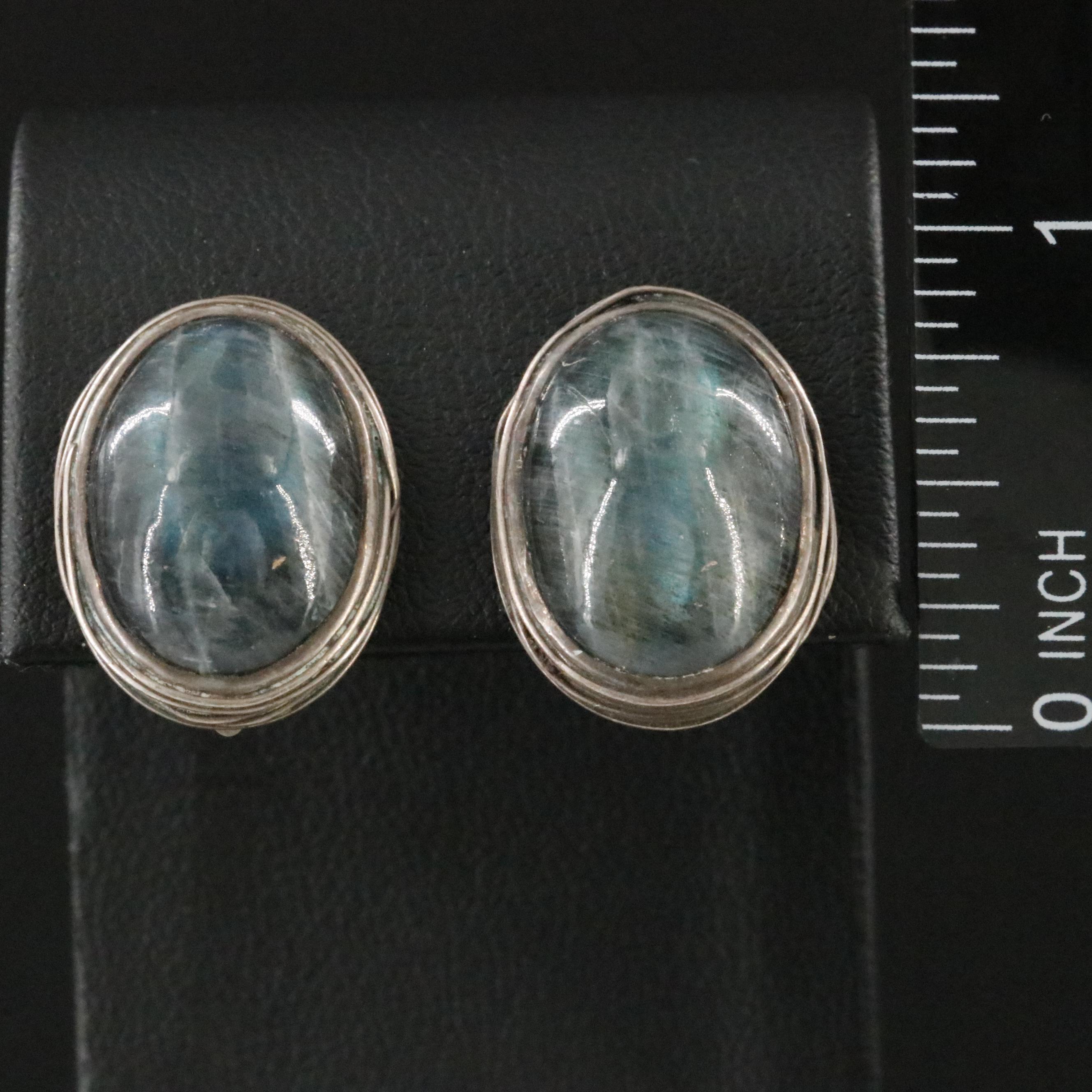 H. Fred Skaggs Modernist Labradorite Earrings