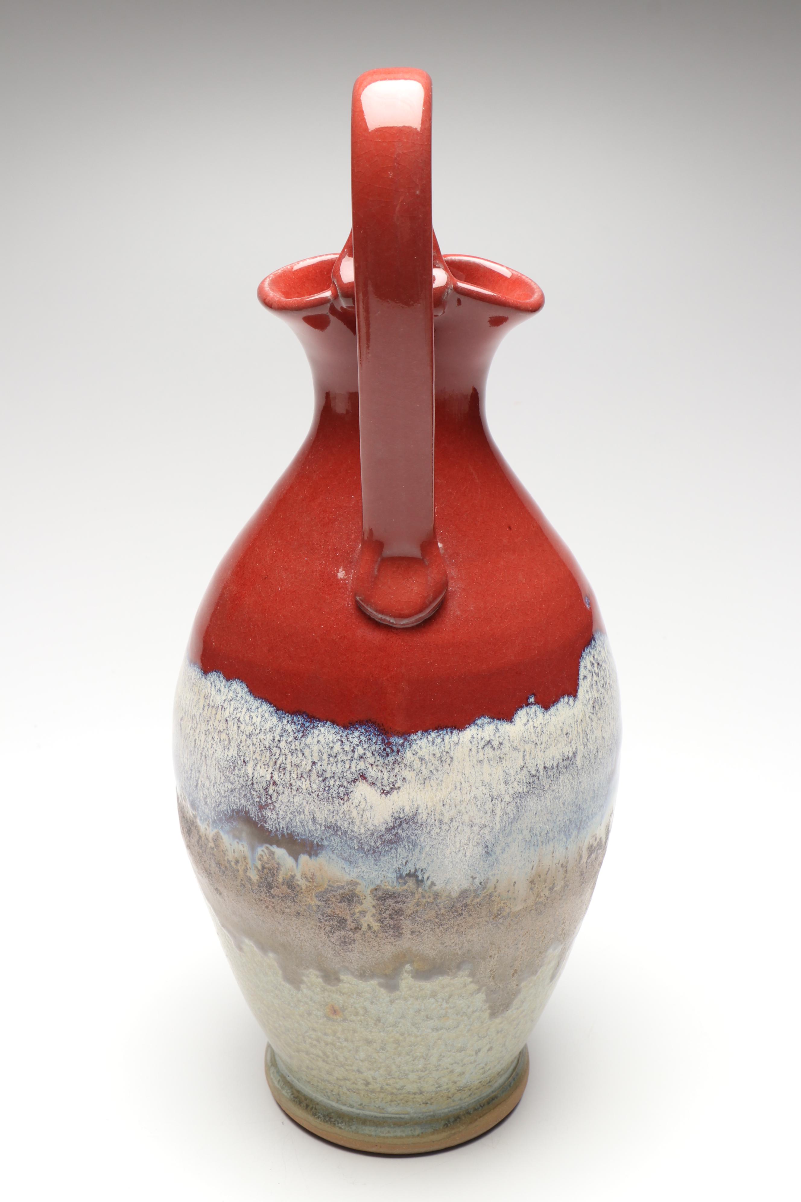 Tim Kerns for Pigeon River Pottery Drip Glaze Ceramic Ewer and Pouring Bowl