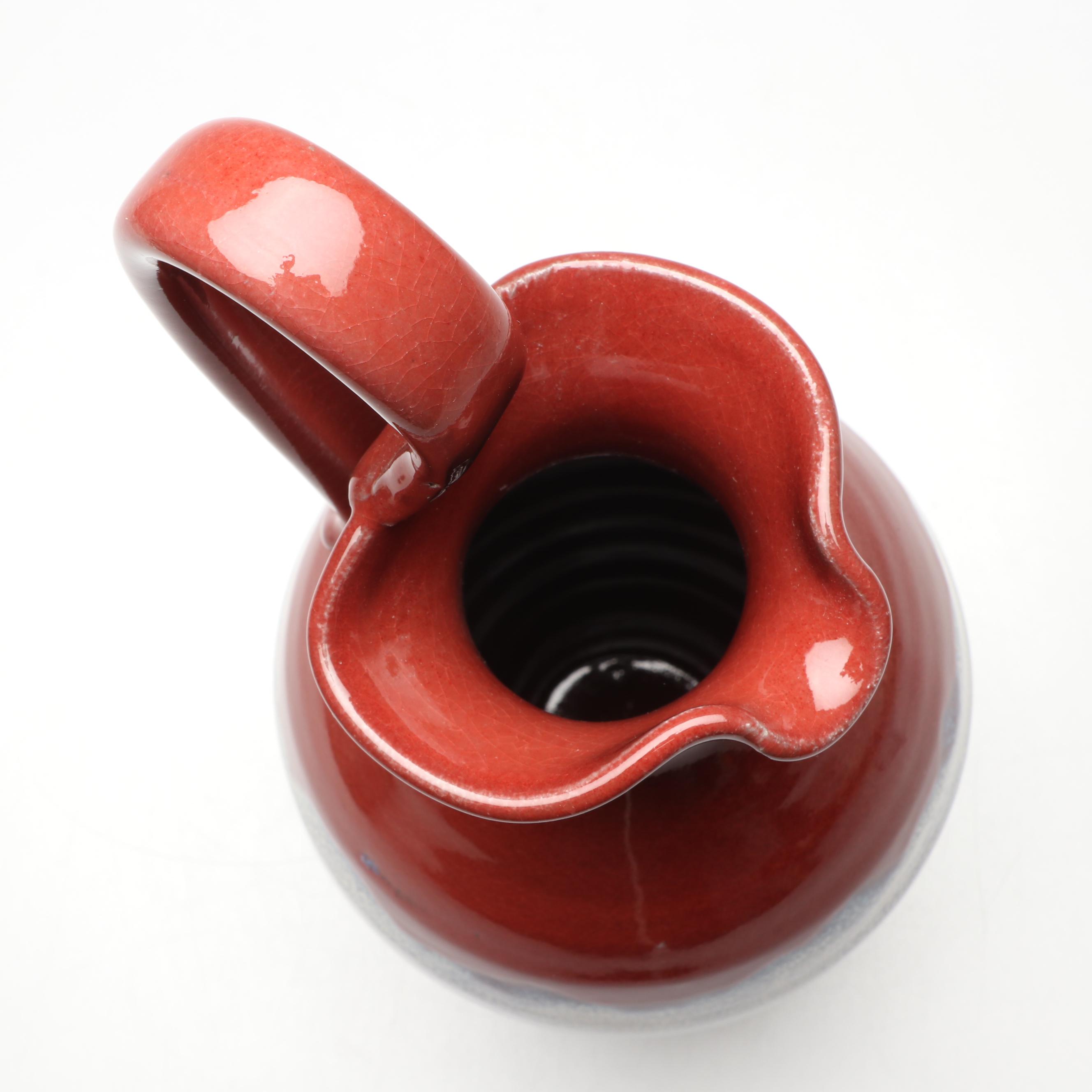 Tim Kerns for Pigeon River Pottery Drip Glaze Ceramic Ewer and Pouring Bowl