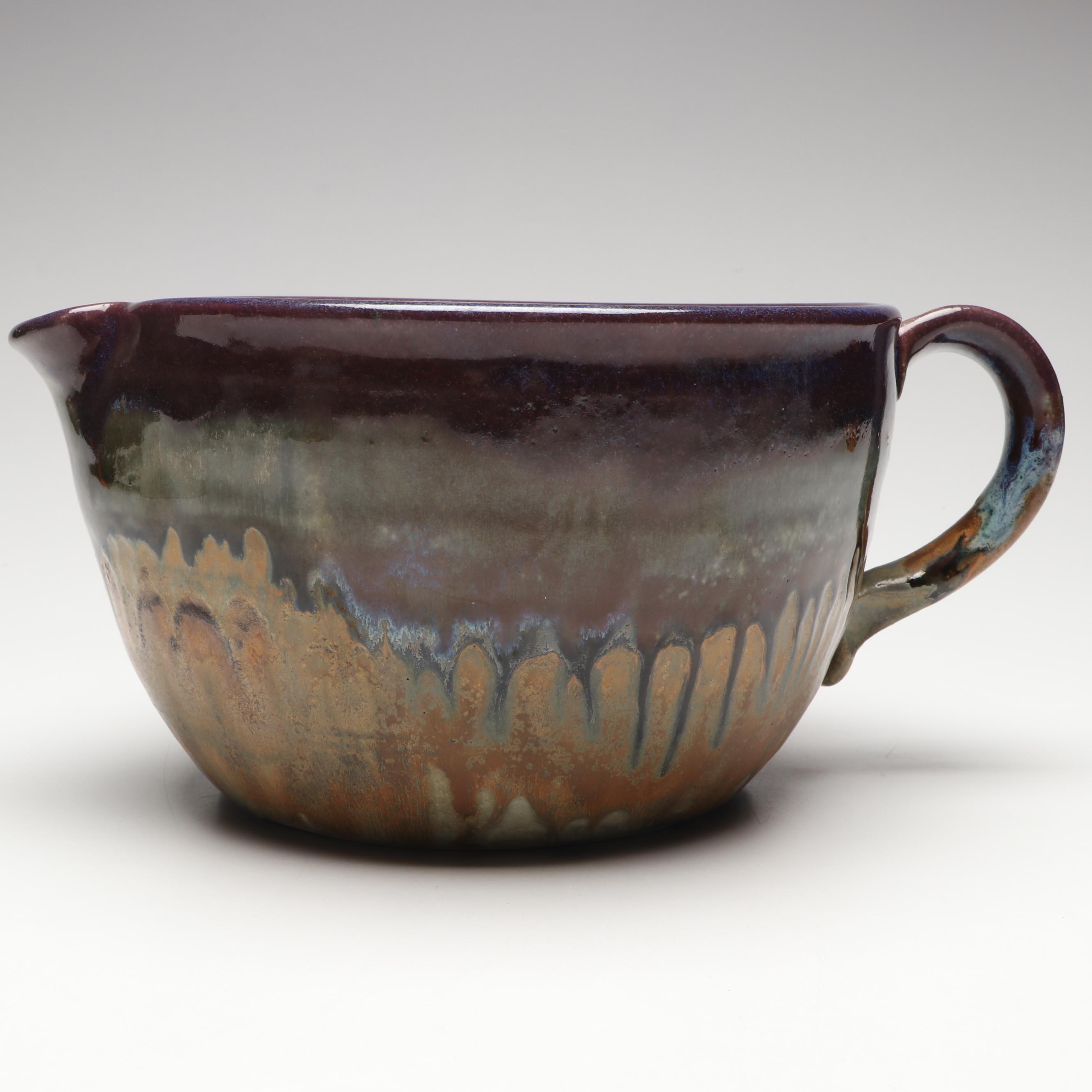 Tim Kerns for Pigeon River Pottery Drip Glaze Ceramic Ewer and Pouring Bowl