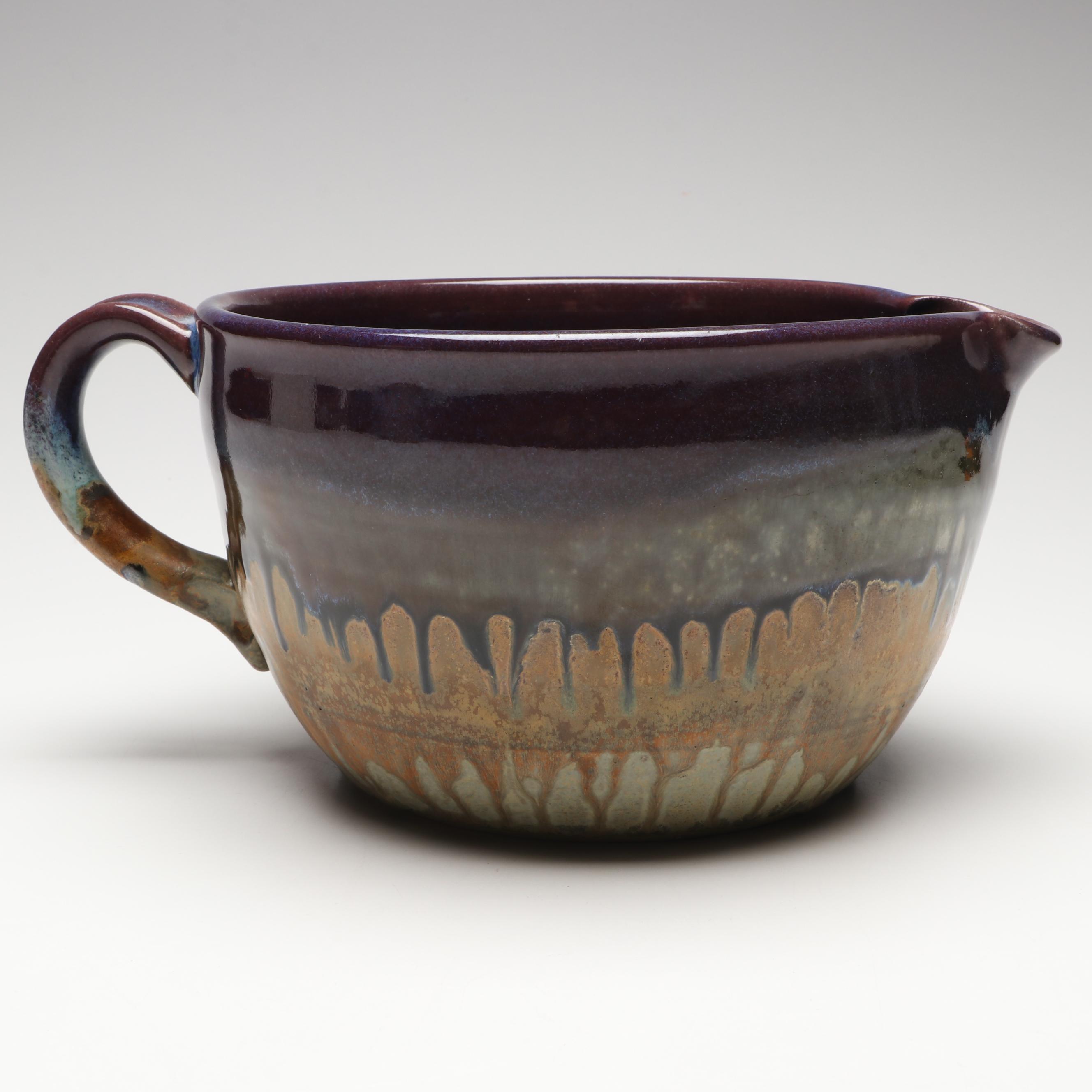 Tim Kerns for Pigeon River Pottery Drip Glaze Ceramic Ewer and Pouring Bowl