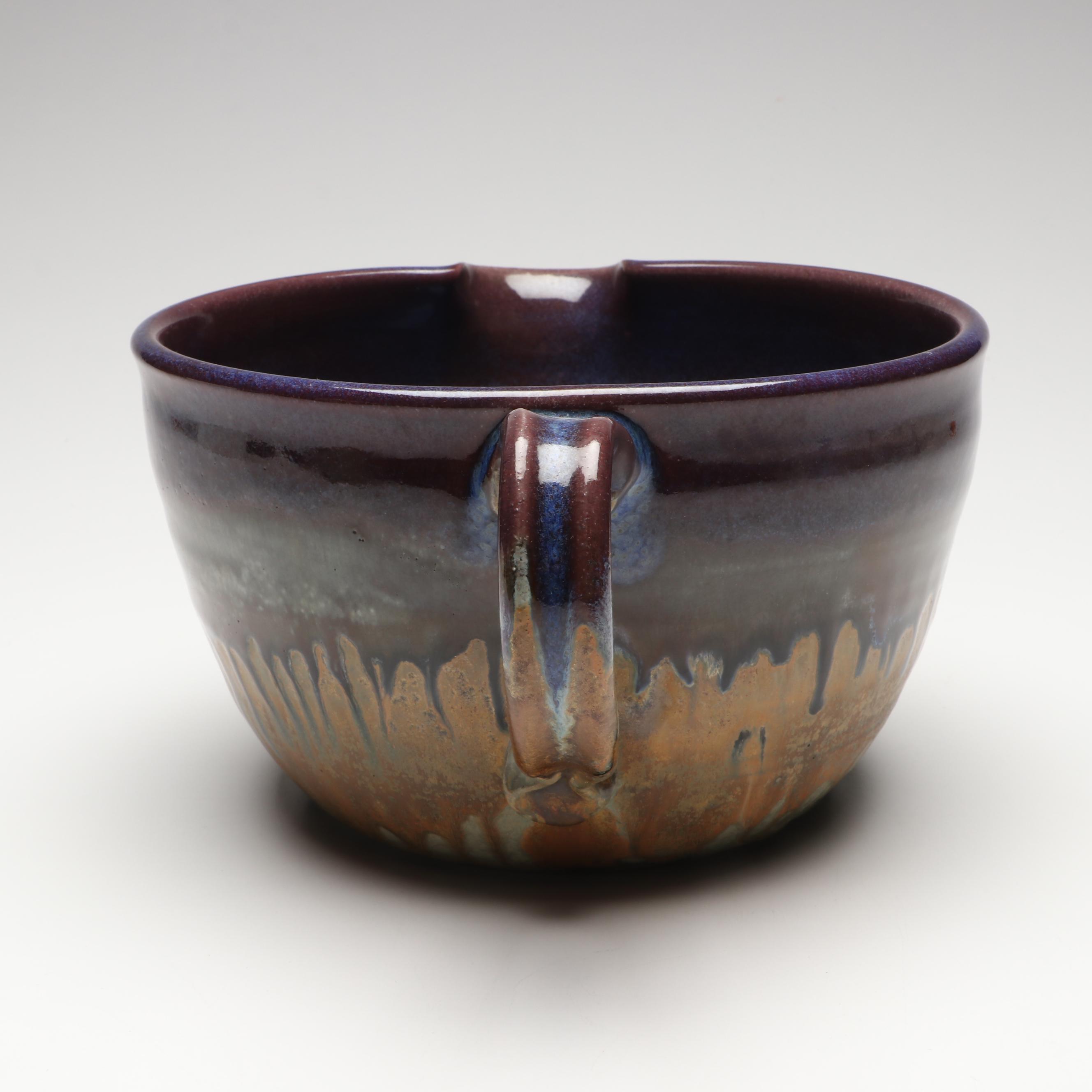 Tim Kerns for Pigeon River Pottery Drip Glaze Ceramic Ewer and Pouring Bowl