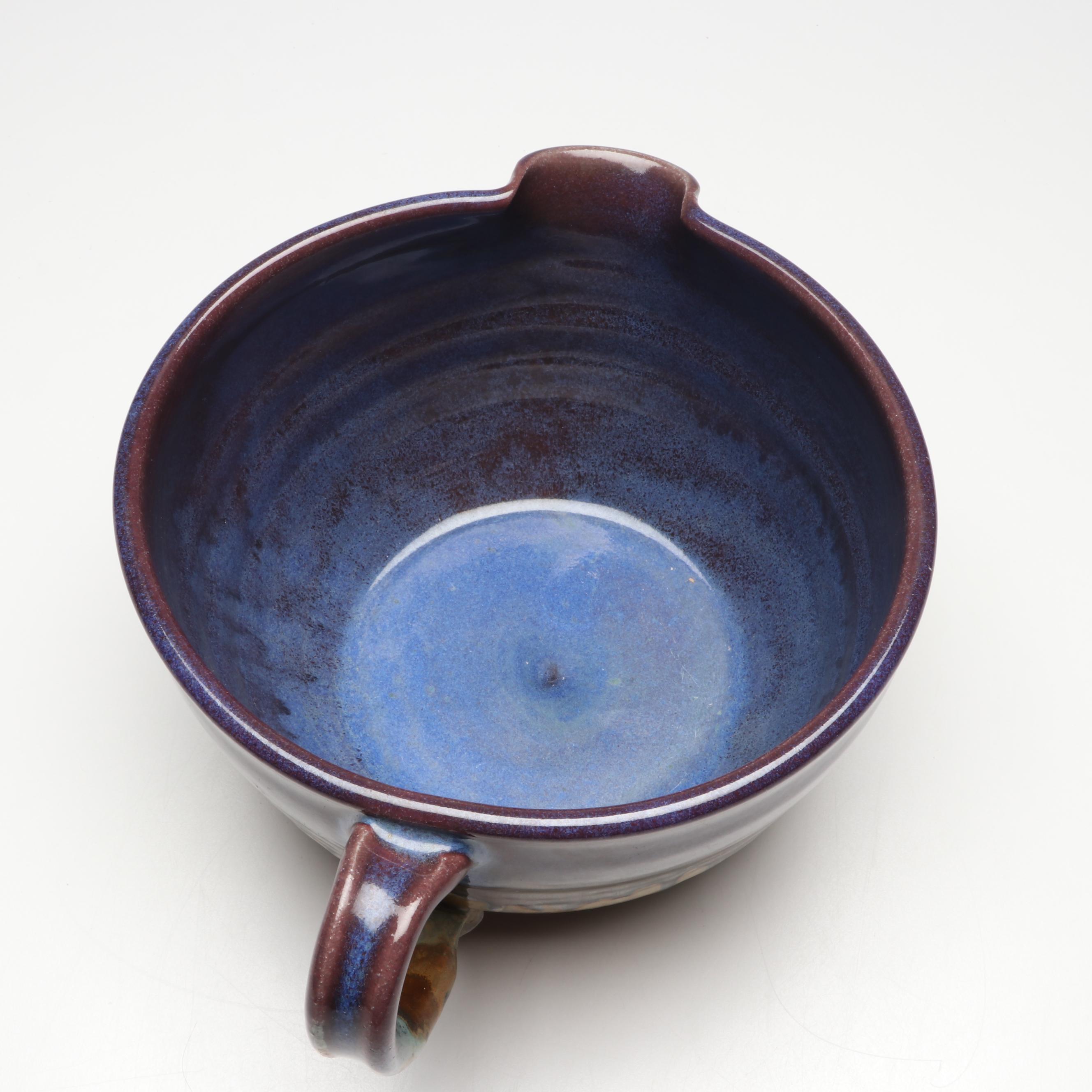 Tim Kerns for Pigeon River Pottery Drip Glaze Ceramic Ewer and Pouring Bowl