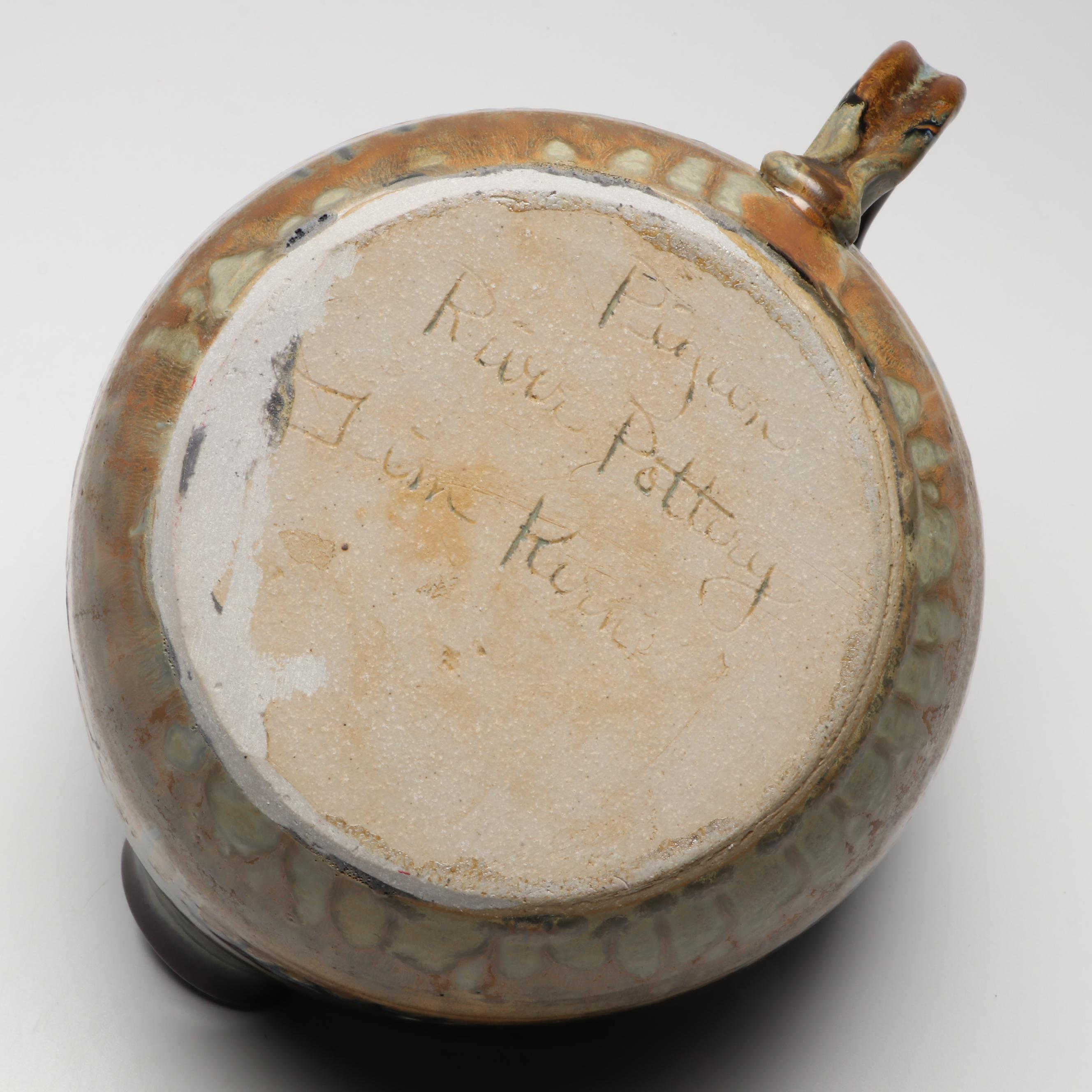 Tim Kerns for Pigeon River Pottery Drip Glaze Ceramic Ewer and Pouring Bowl