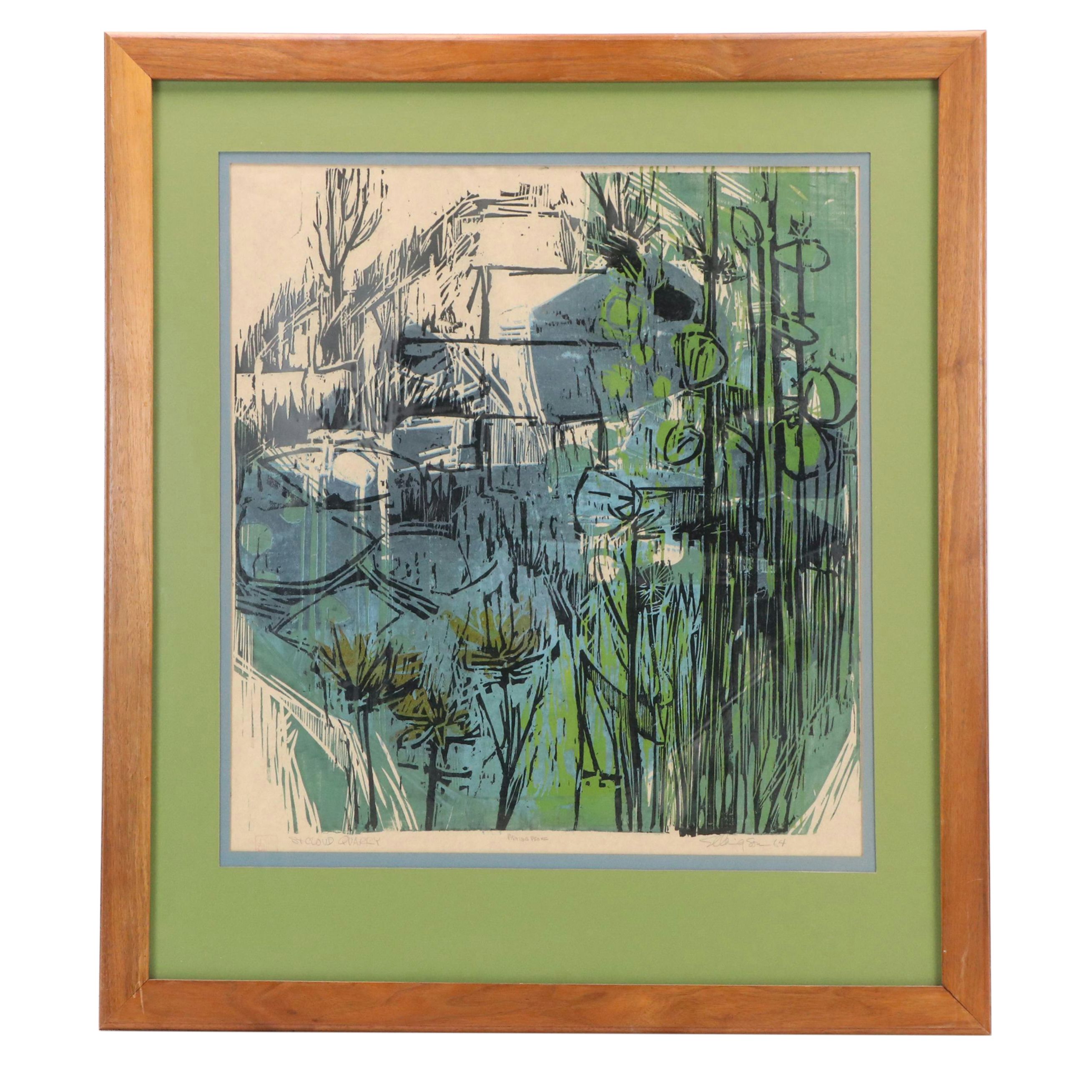 William Ellingson Woodcut "St. Cloud Quarry," 1964