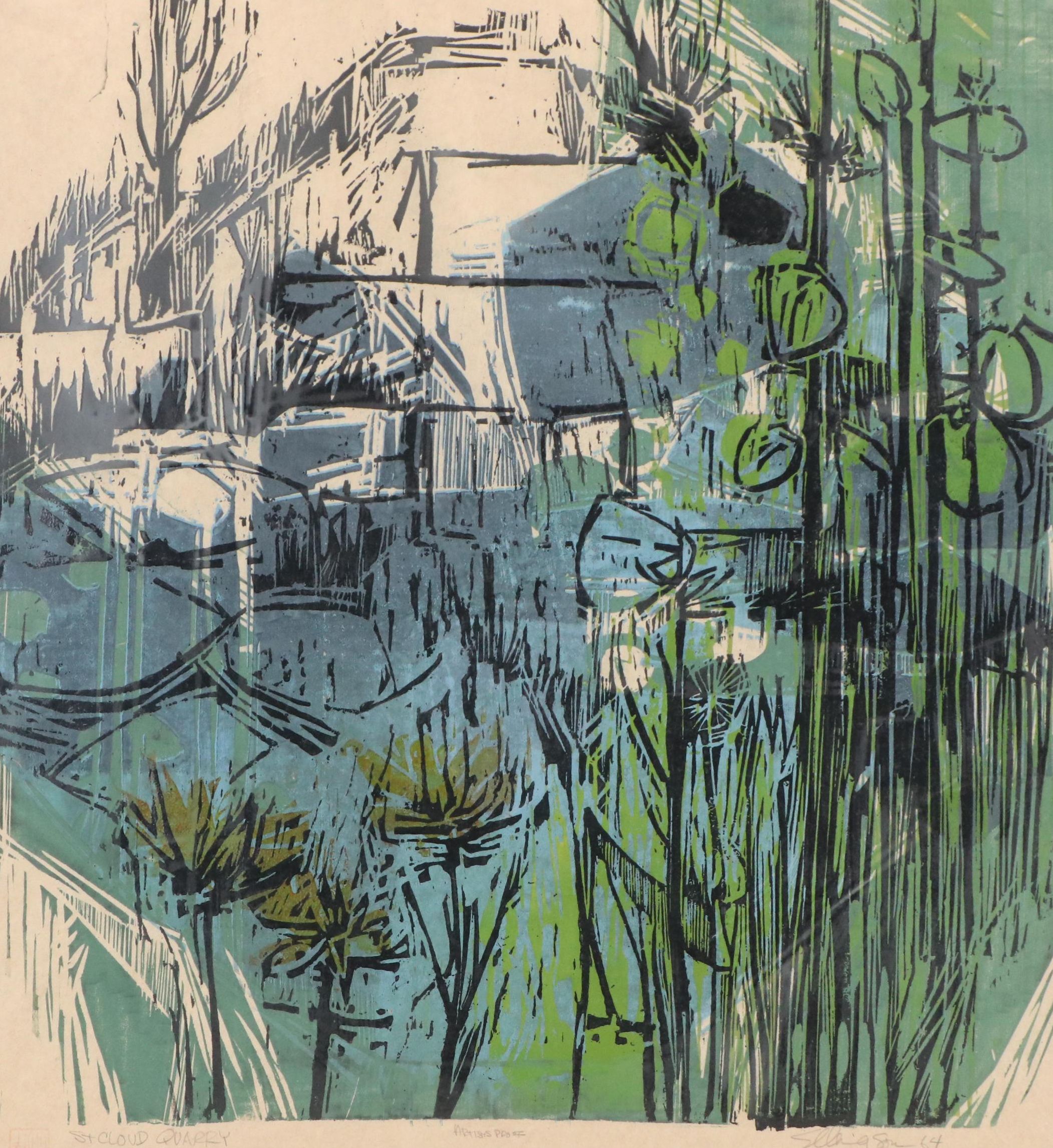 William Ellingson Woodcut "St. Cloud Quarry," 1964