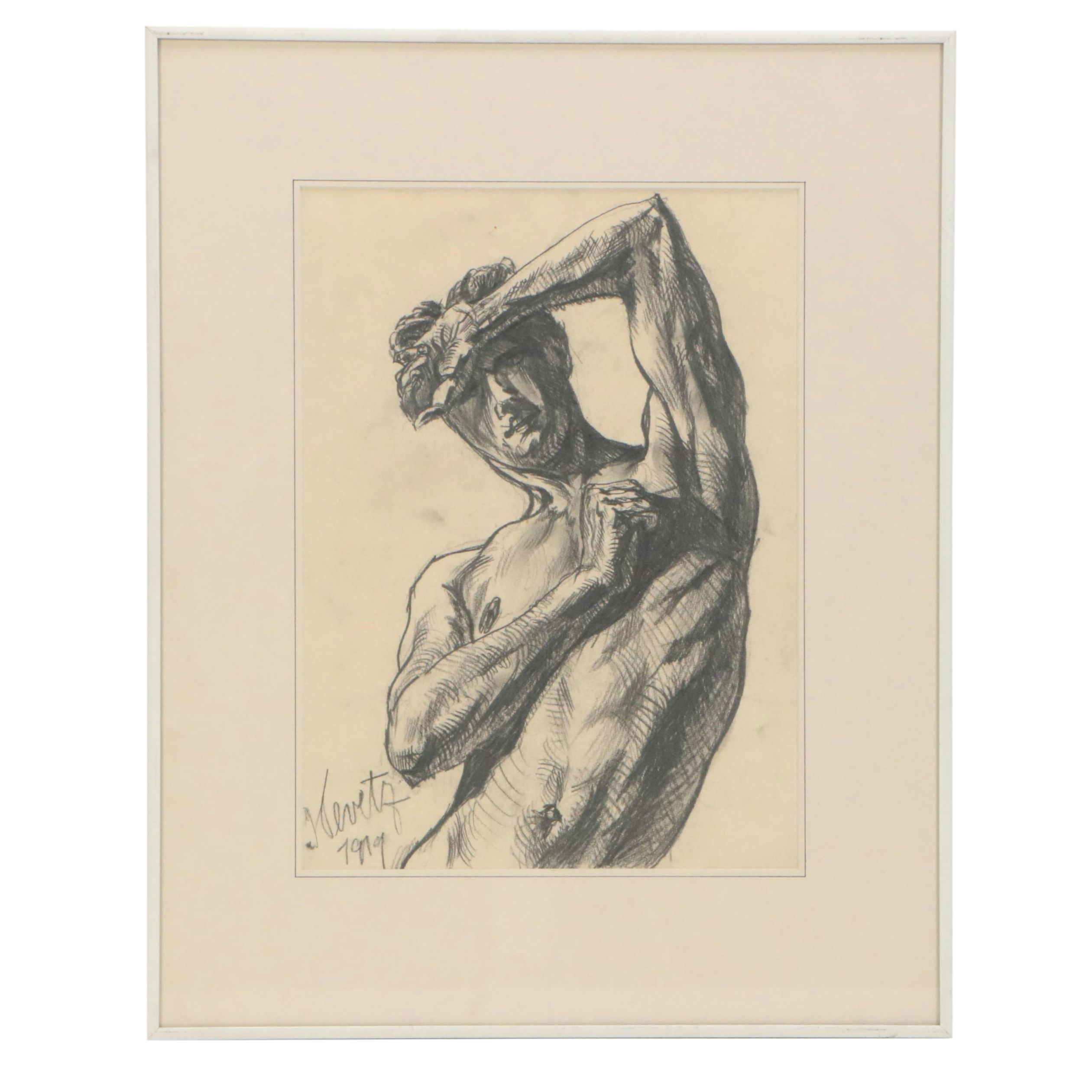 Graphite Study of Hellenistic Statue, 1979