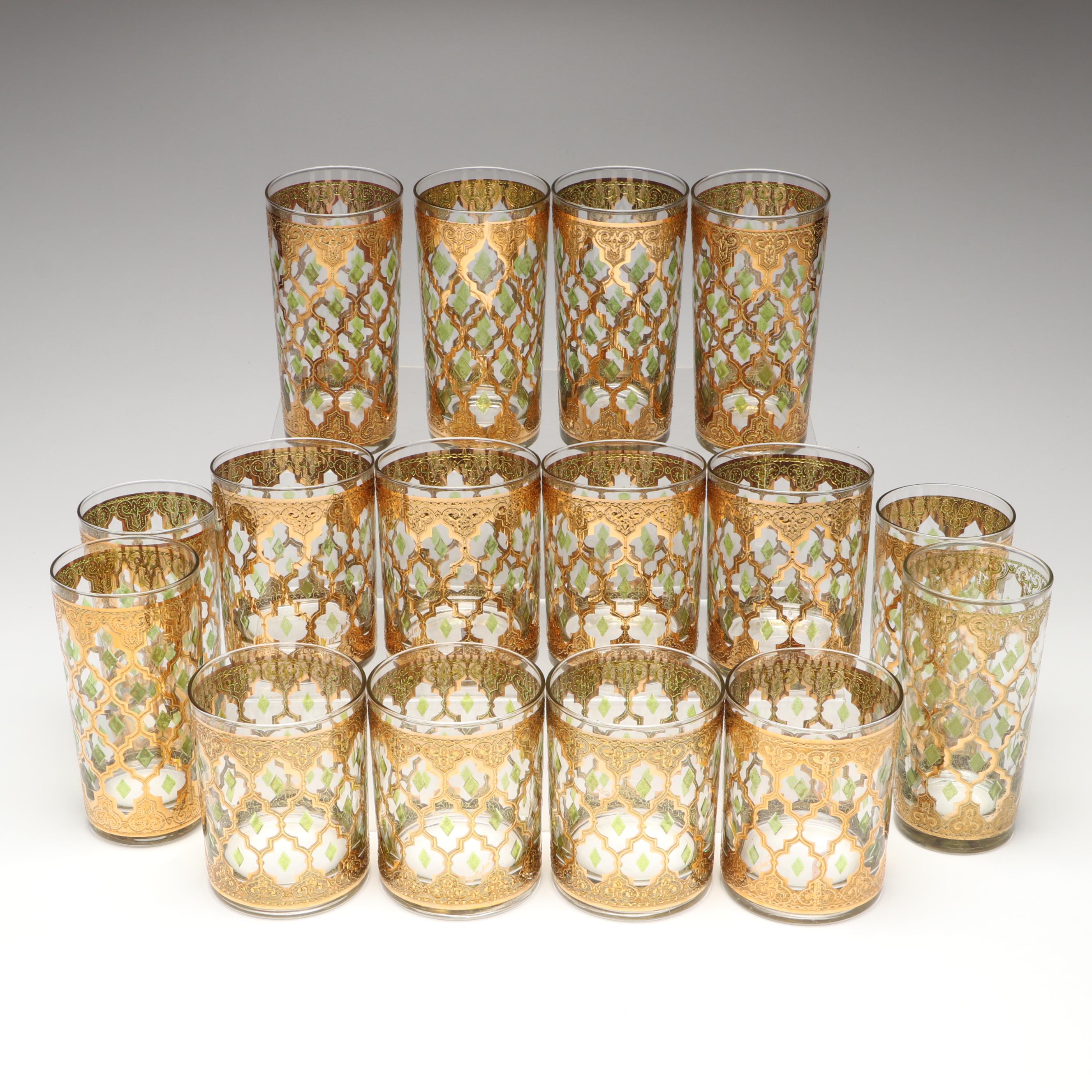 Culver "Valencia" Glass Tumblers and Double Old Fashioneds, Mid-20th Century