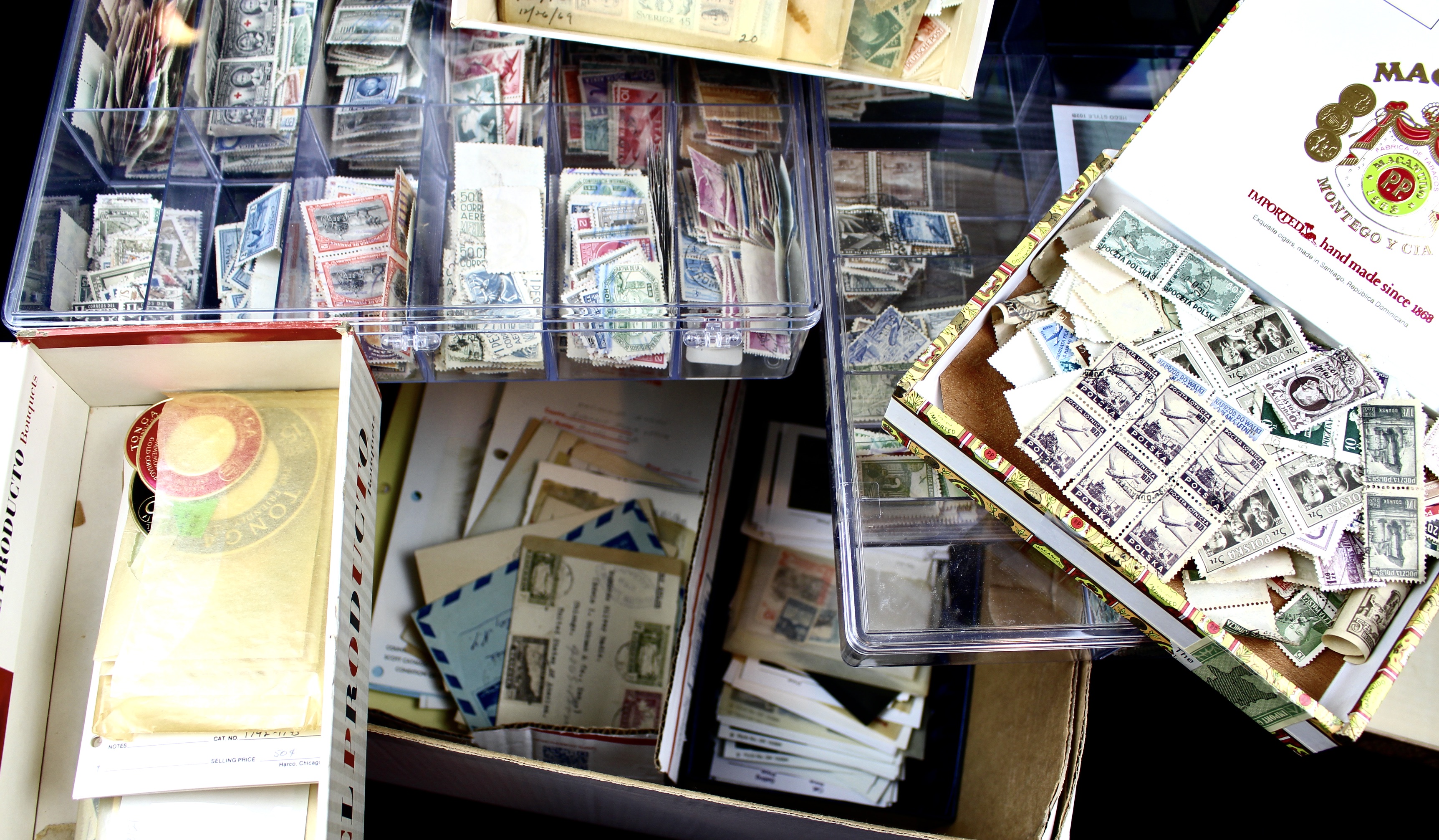 Nine-Pound Box of Postage Stamps, U.S. Foreign, Covers and More