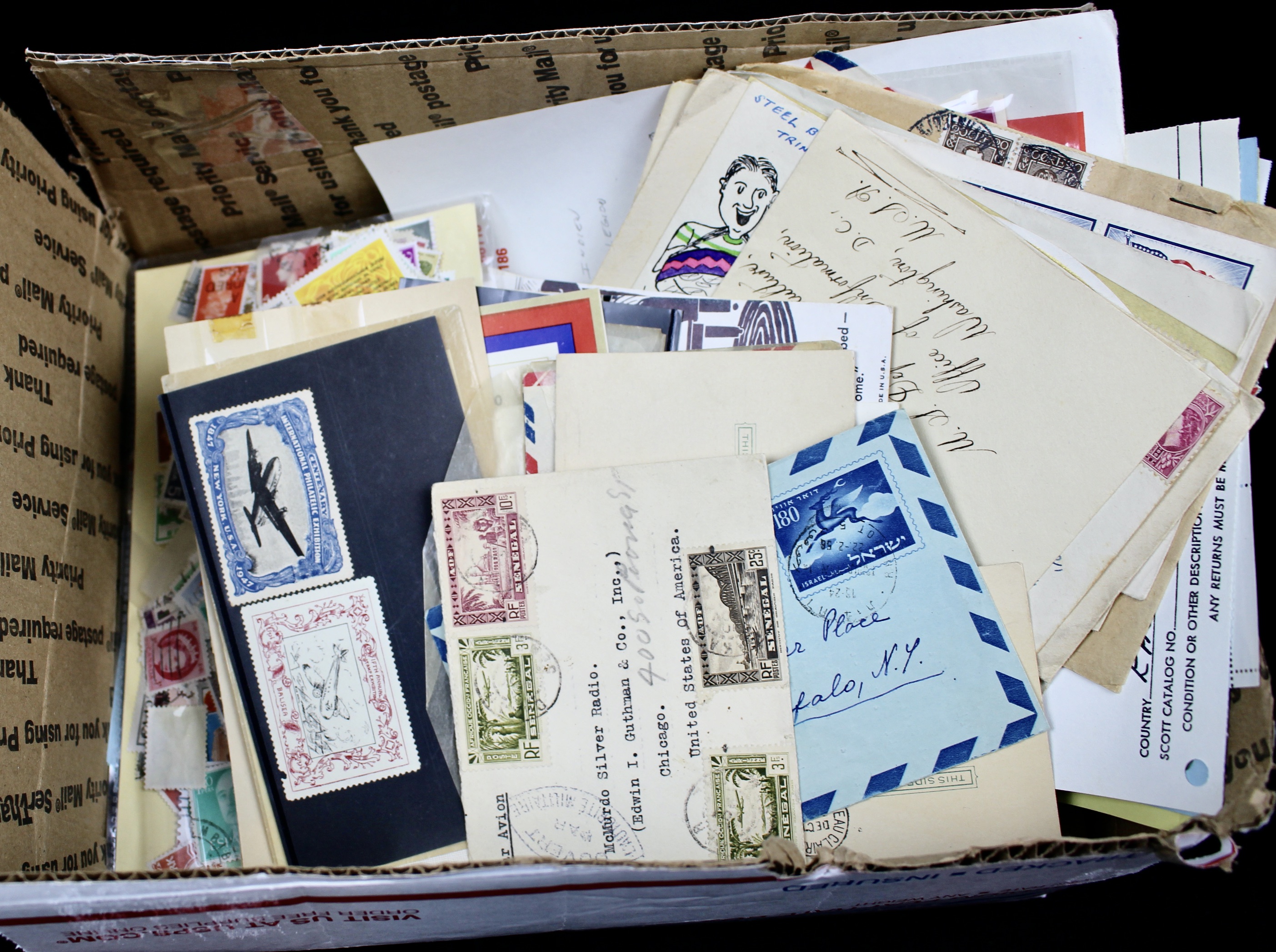 Nine-Pound Box of Postage Stamps, U.S. Foreign, Covers and More