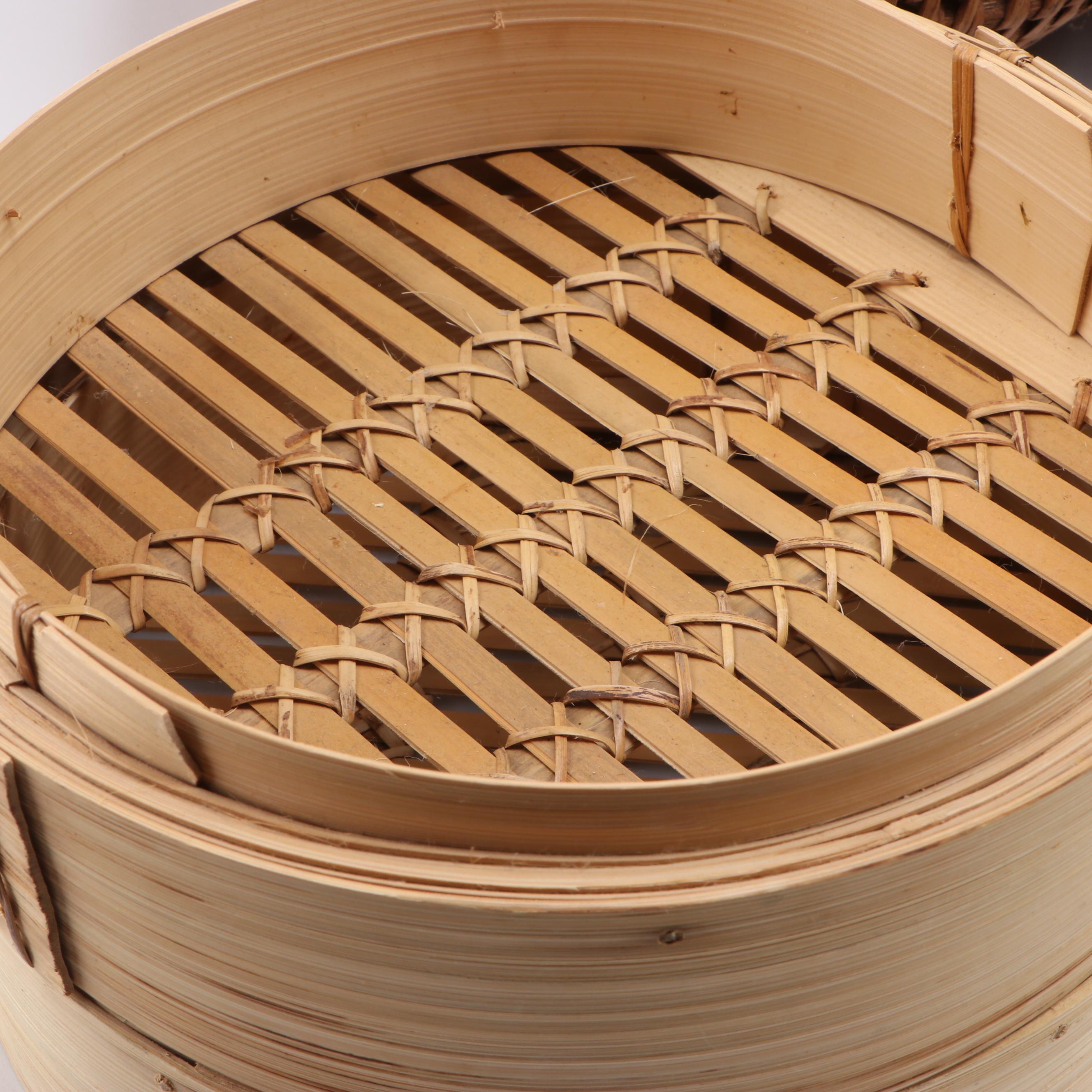 Bamboo Steamer with Woven Bamboo Baskets and Other Décor