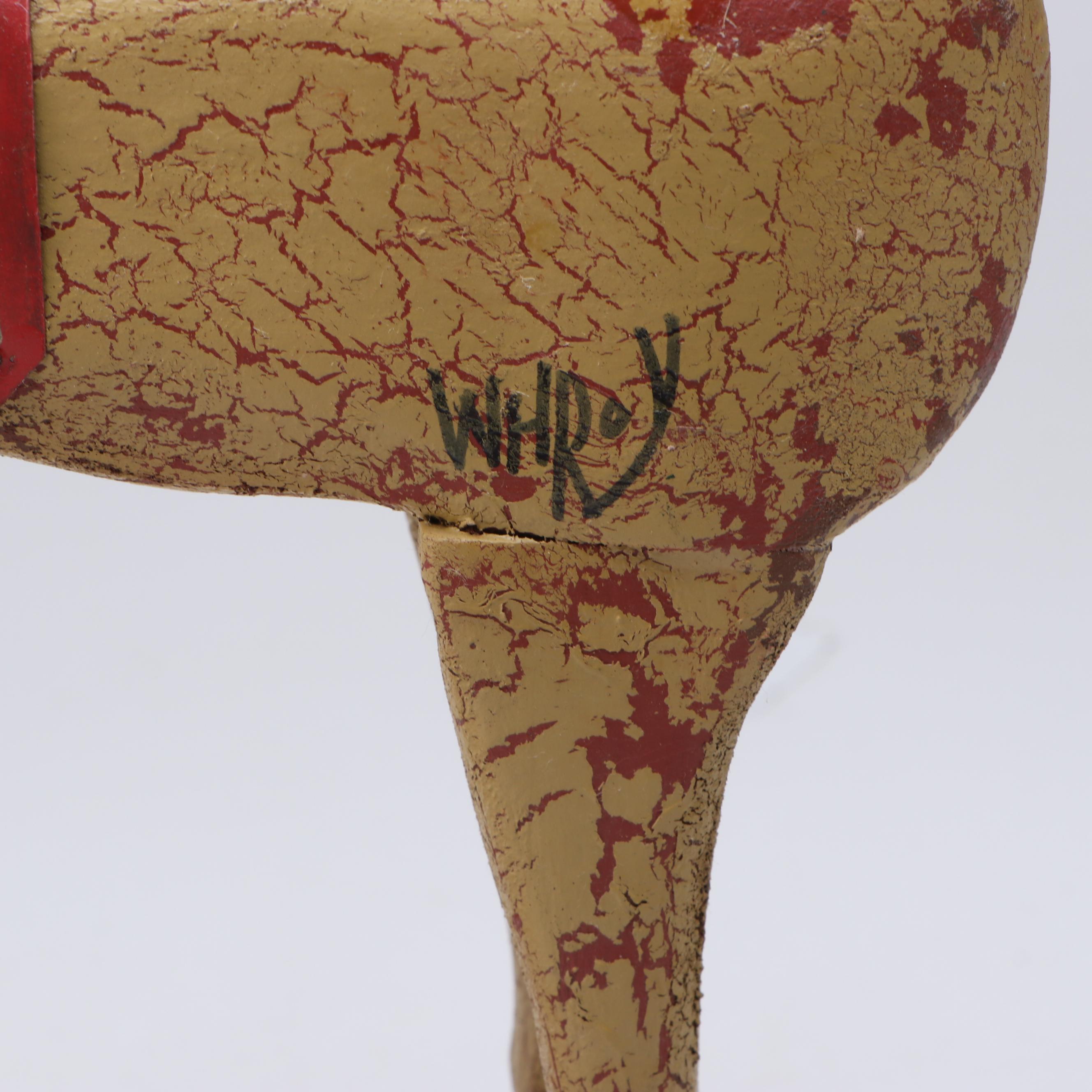 William H. Roy Handcrafted Folk Art Horse Pull Toy Figurine, Late 20th Century