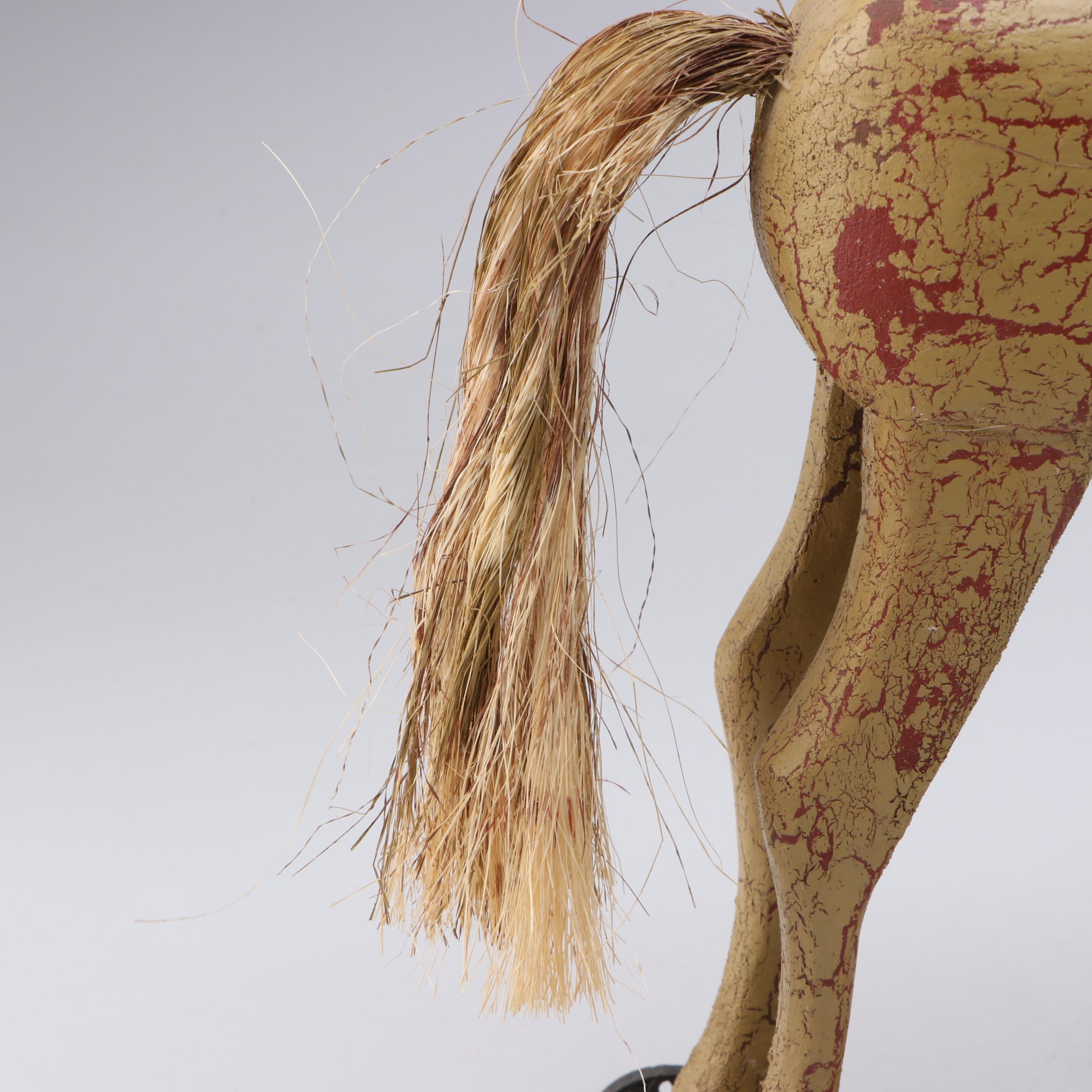 William H. Roy Handcrafted Folk Art Horse Pull Toy Figurine, Late 20th Century