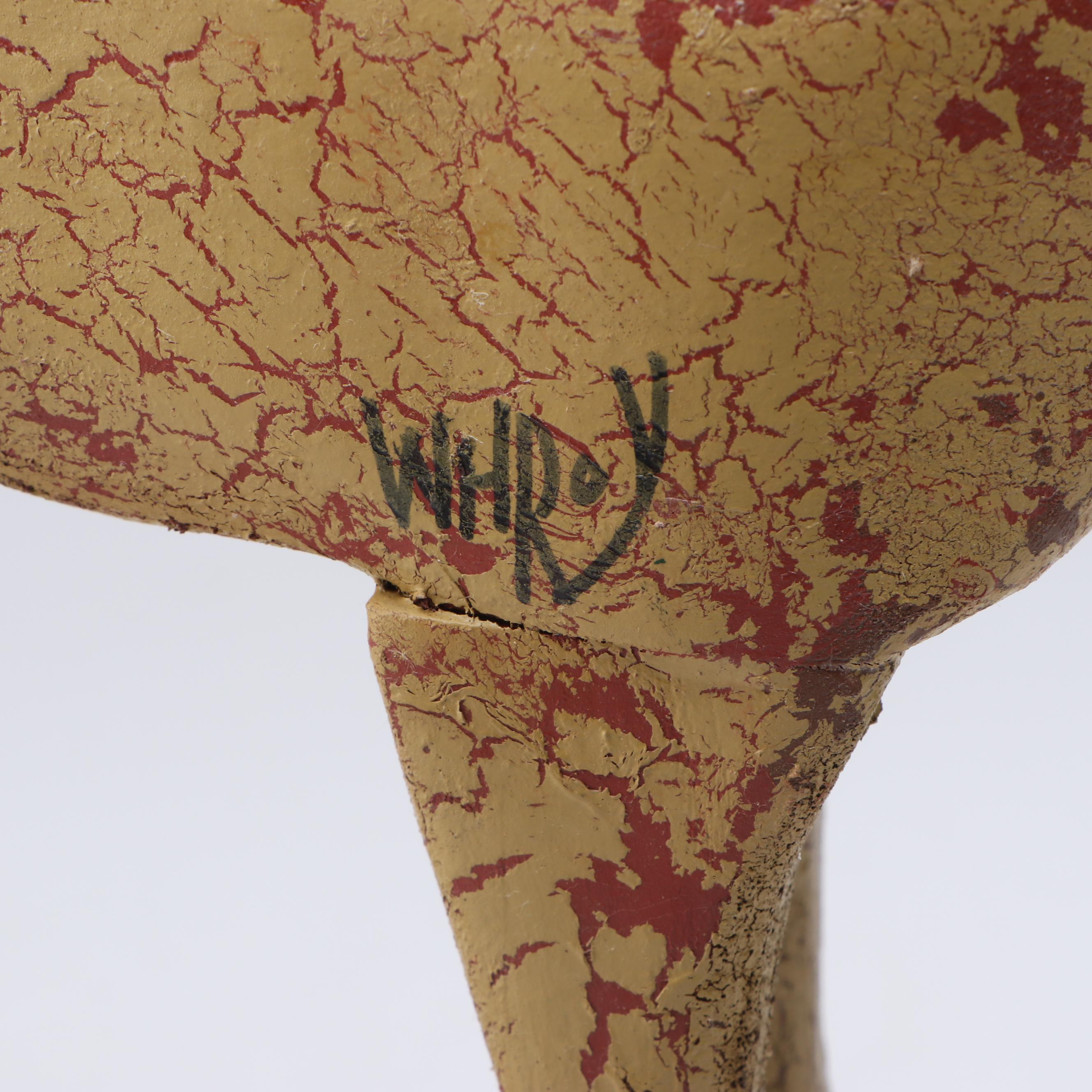 William H. Roy Handcrafted Folk Art Horse Pull Toy Figurine, Late 20th Century