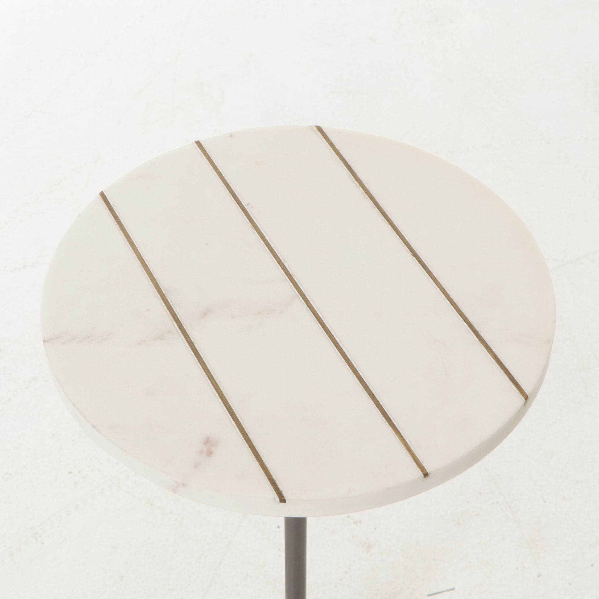 Prost White Marble and Metal Pedestal Drink Table