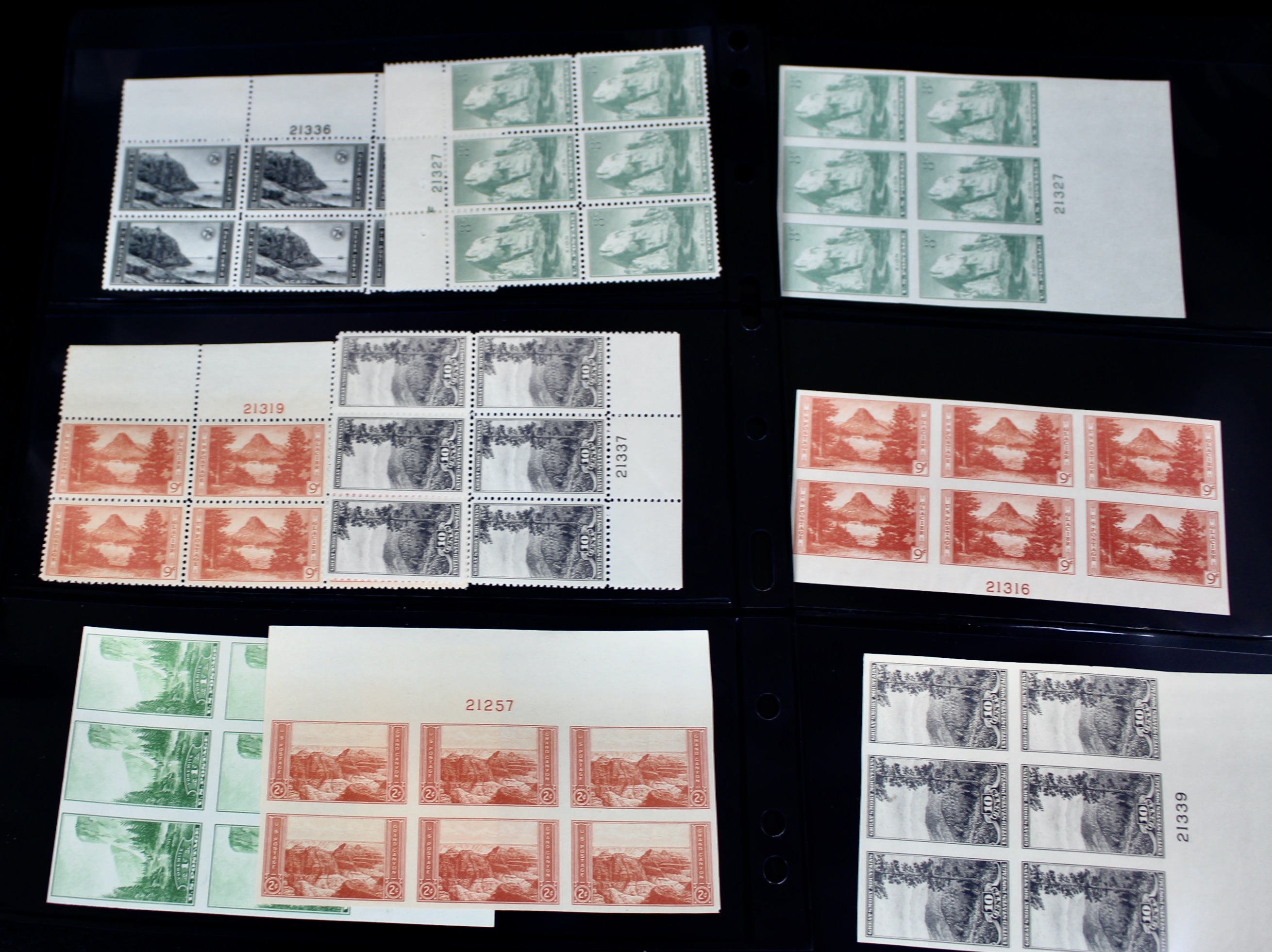 Mint Never Hinged U.S. Parks Stamp Plate Block Sets