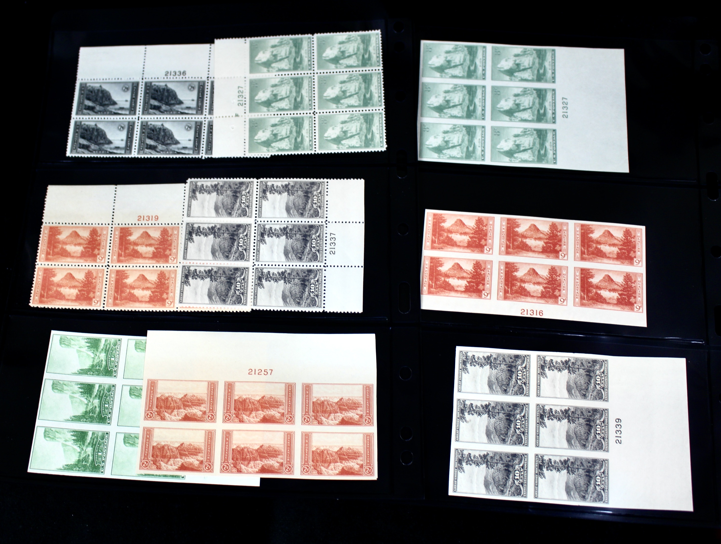 Mint Never Hinged U.S. Parks Stamp Plate Block Sets