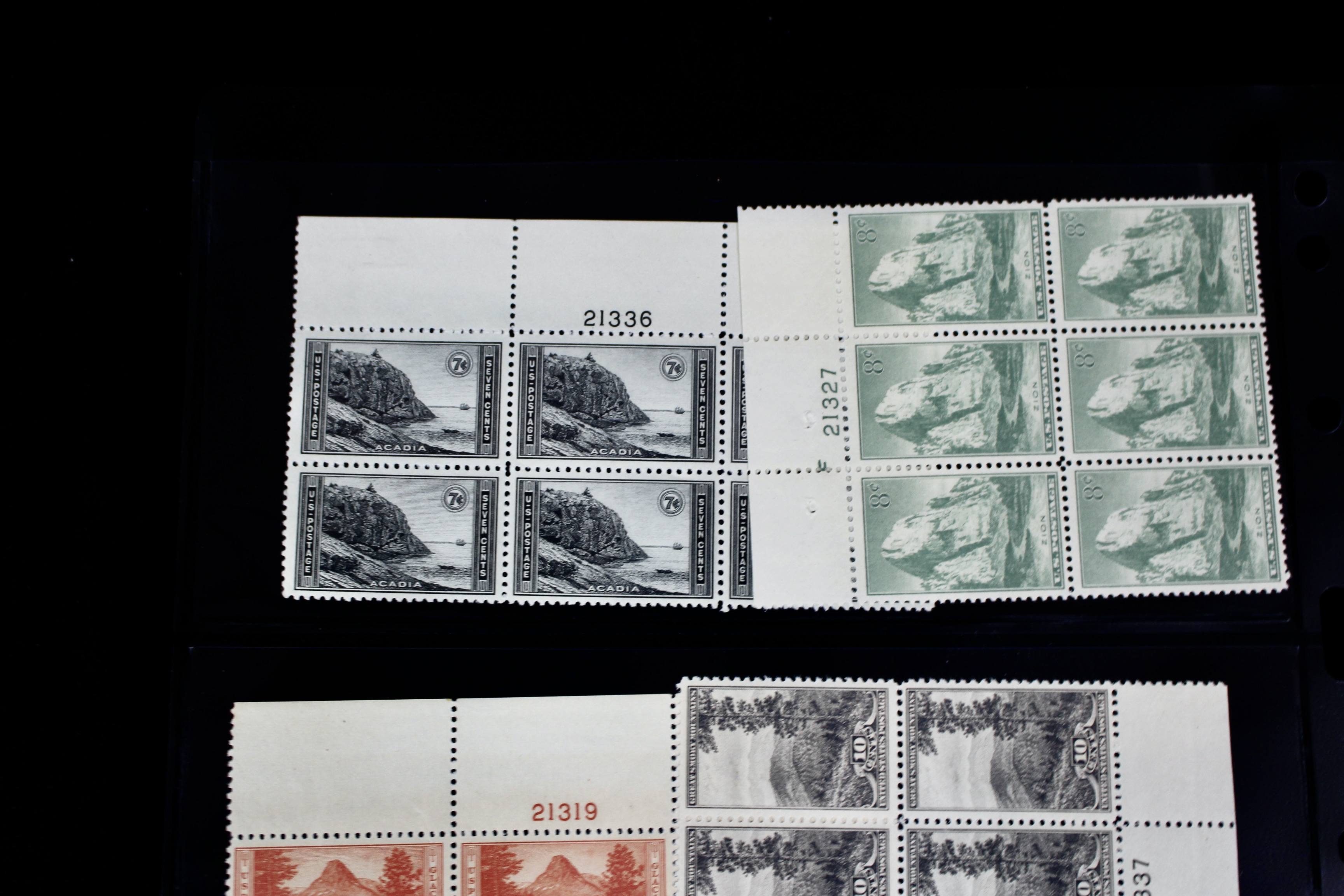 Mint Never Hinged U.S. Parks Stamp Plate Block Sets