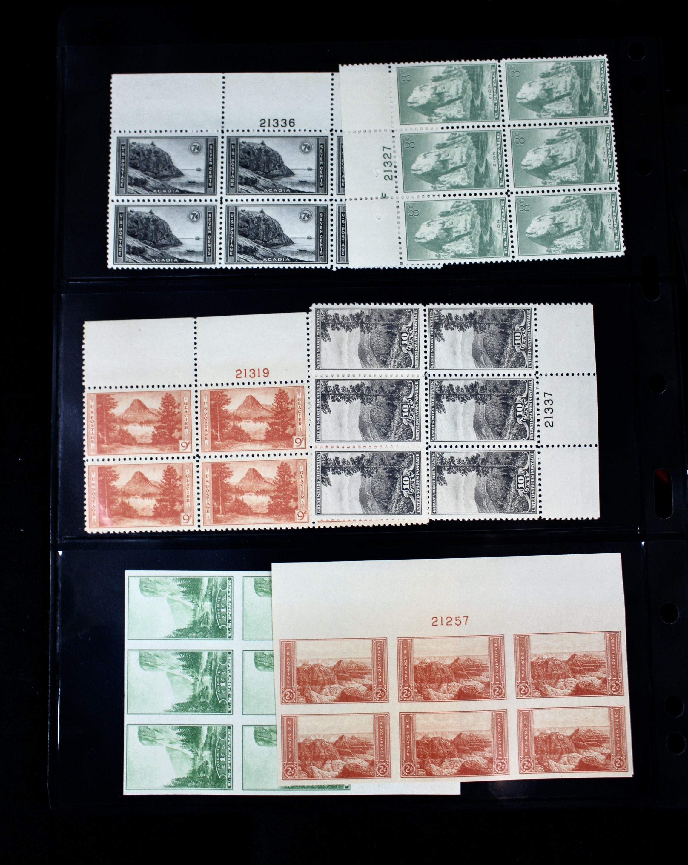 Mint Never Hinged U.S. Parks Stamp Plate Block Sets