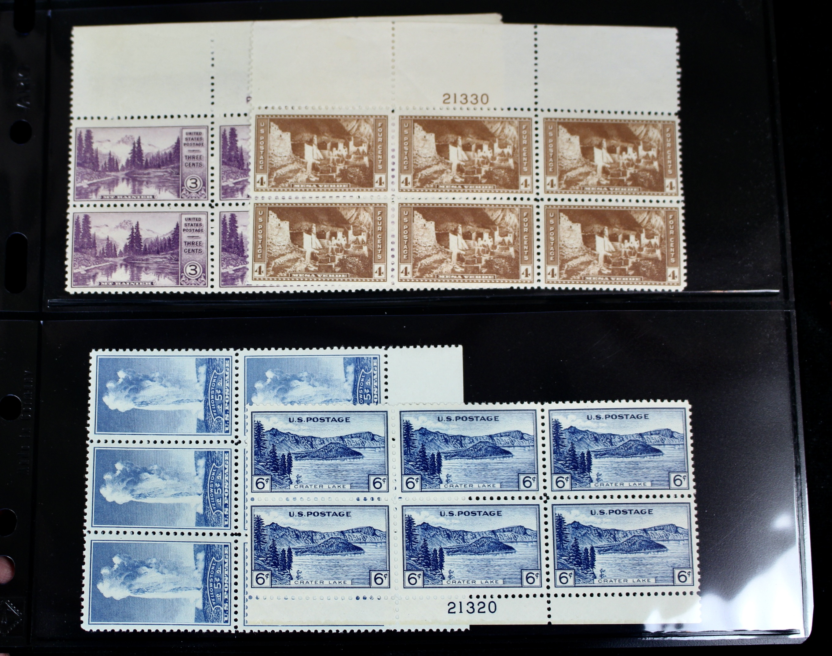 Mint Never Hinged U.S. Parks Stamp Plate Block Sets