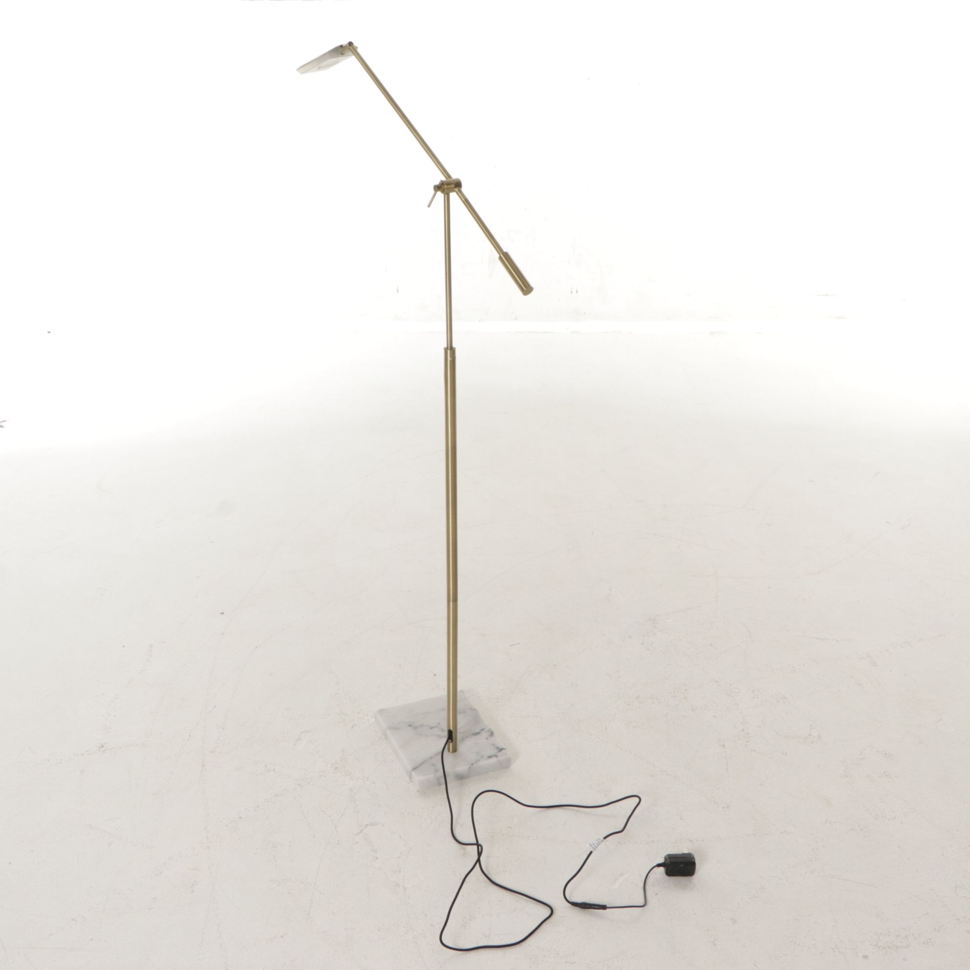Adesso Vera LED Brass-Tone Floor Lamp with Marble Base