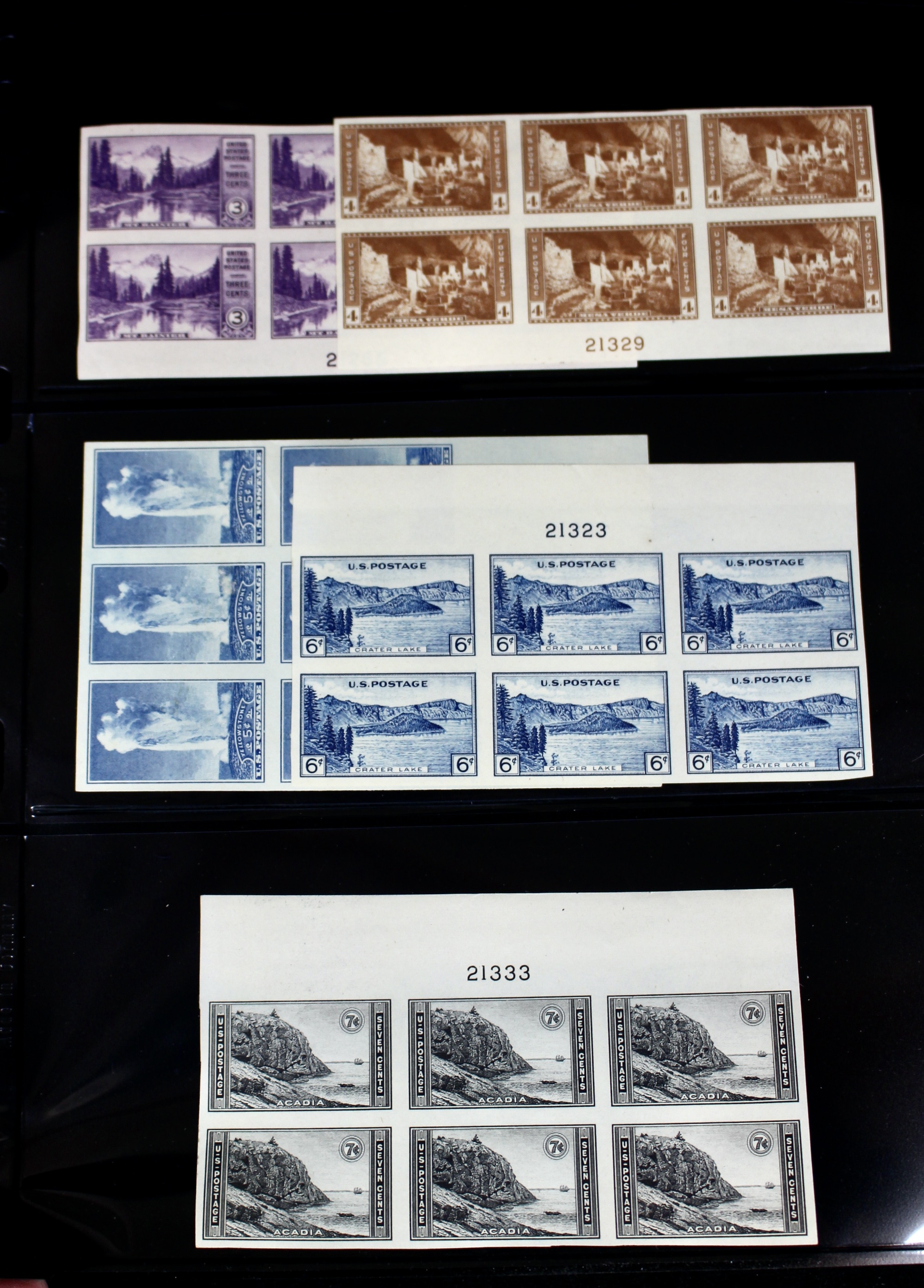 Mint Never Hinged U.S. Parks Stamp Plate Block Sets